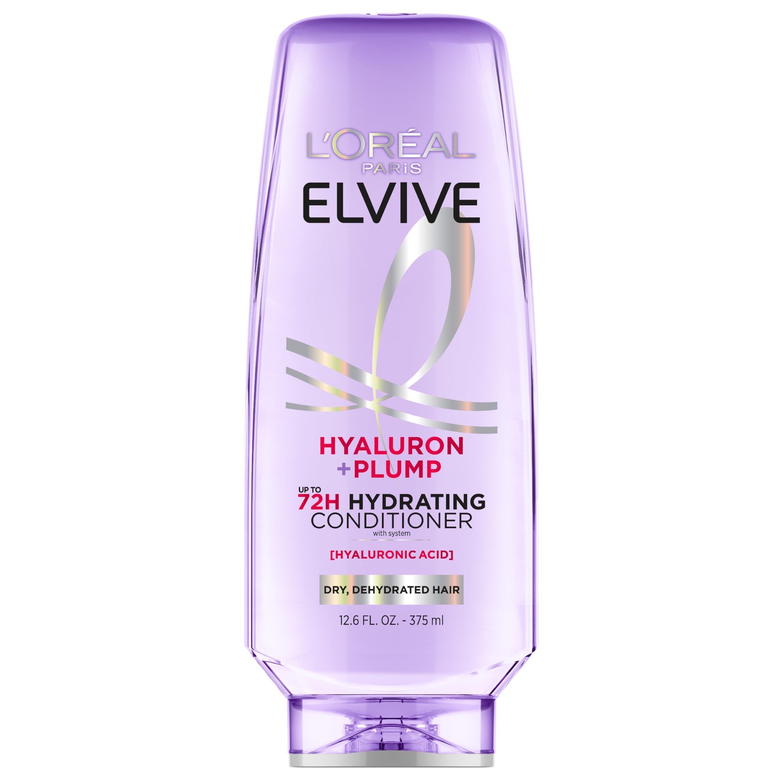 L'Oreal Paris Elvive Hyaluron Plump Hydrating Conditioner for Dehydrated, Dry Hair Infused with Hyaluronic Acid Care Complex, Paraben-Free, 12.6 Fl Oz