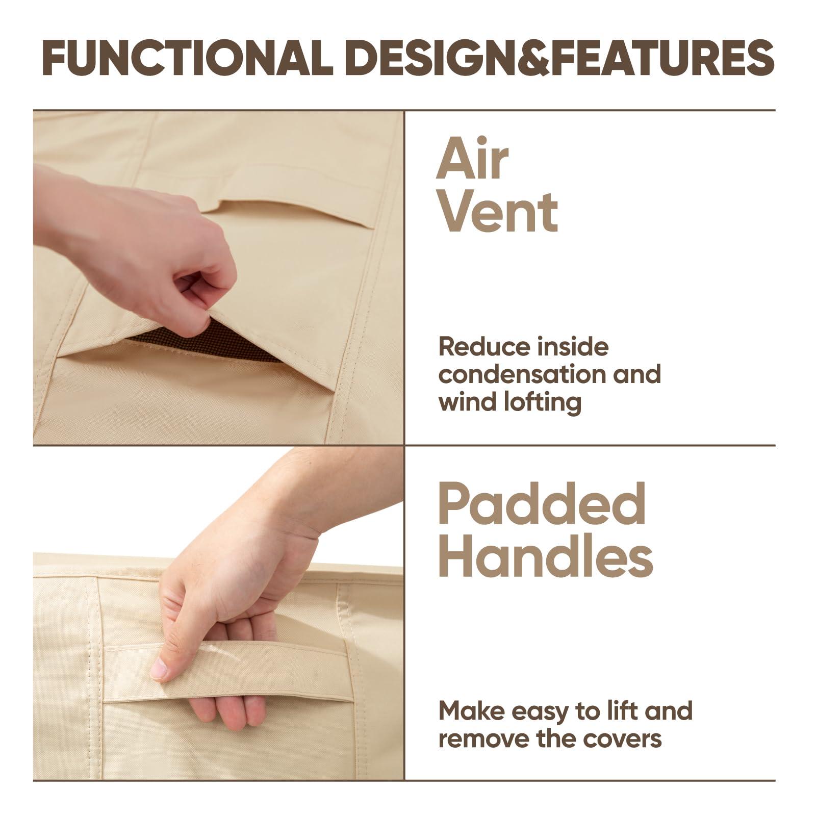 loriano Patio Furniture Cover Set, 4 Piece Outdoor Furniture Cover Waterproof, 600D Heavy Duty Lawn Patio Set Covers - Image 5