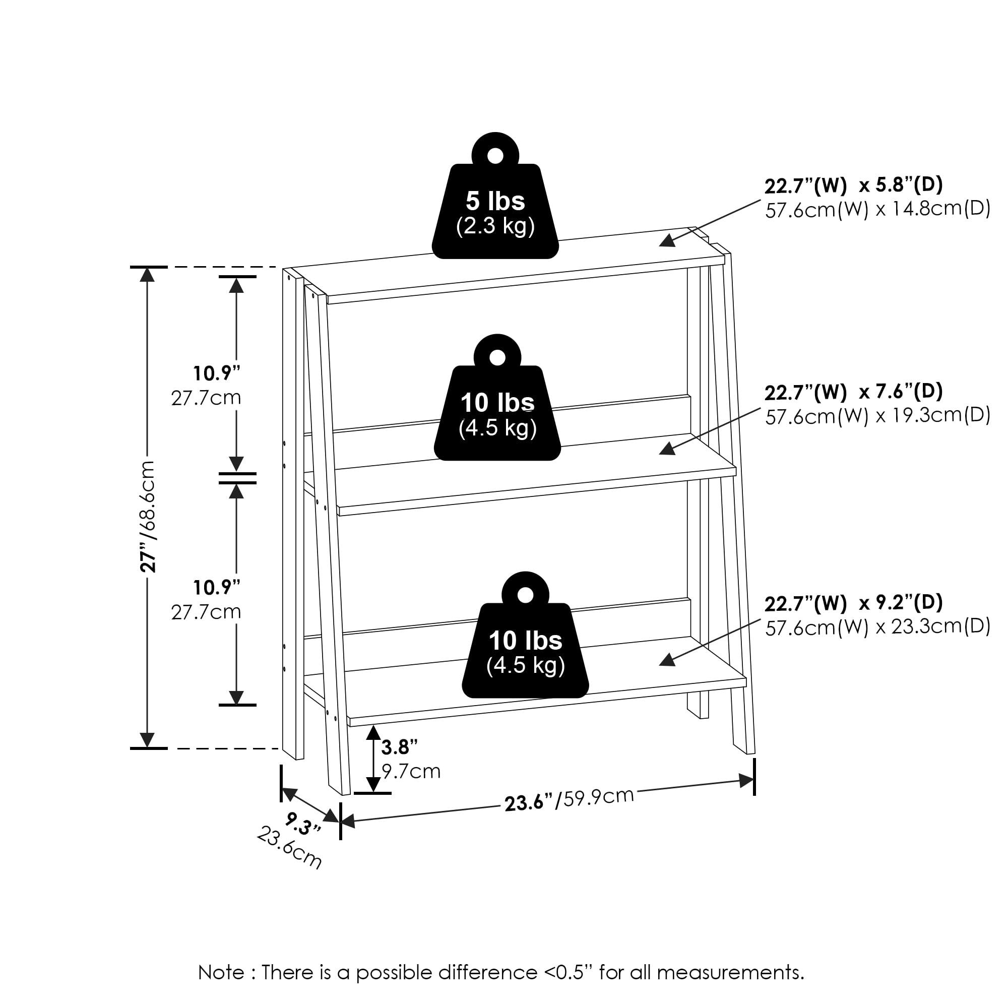 Furinno Ladder Bookcase Display Shelf, 3-Tier, Espresso - Image 3
