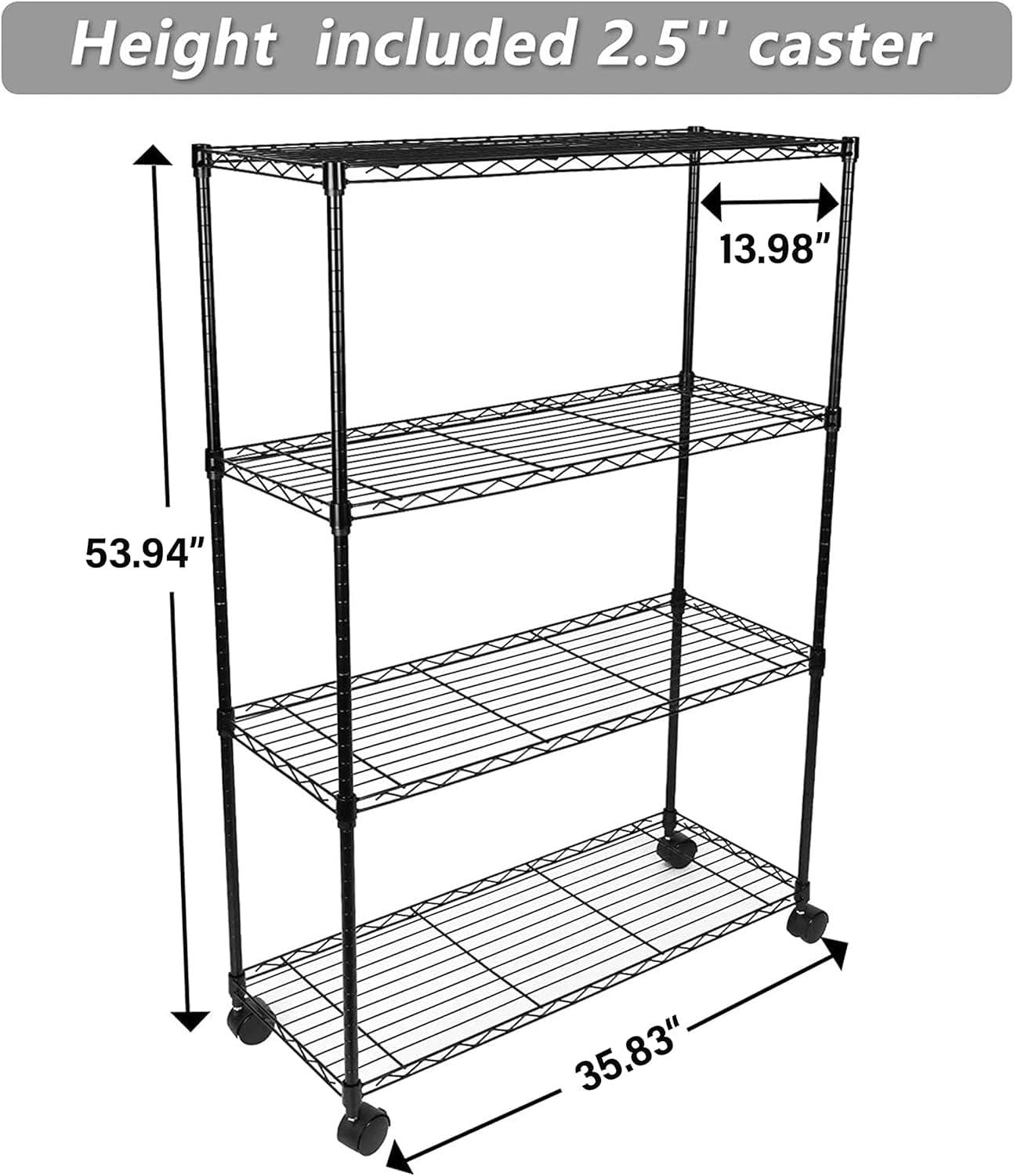 Simple Deluxe Heavy Duty 4-Shelf Storage Shelving Unit, 36" D x 14" W x 55.91" H Steel Organizer Wire Rack 1000Lb Capacity, Black - Image 3