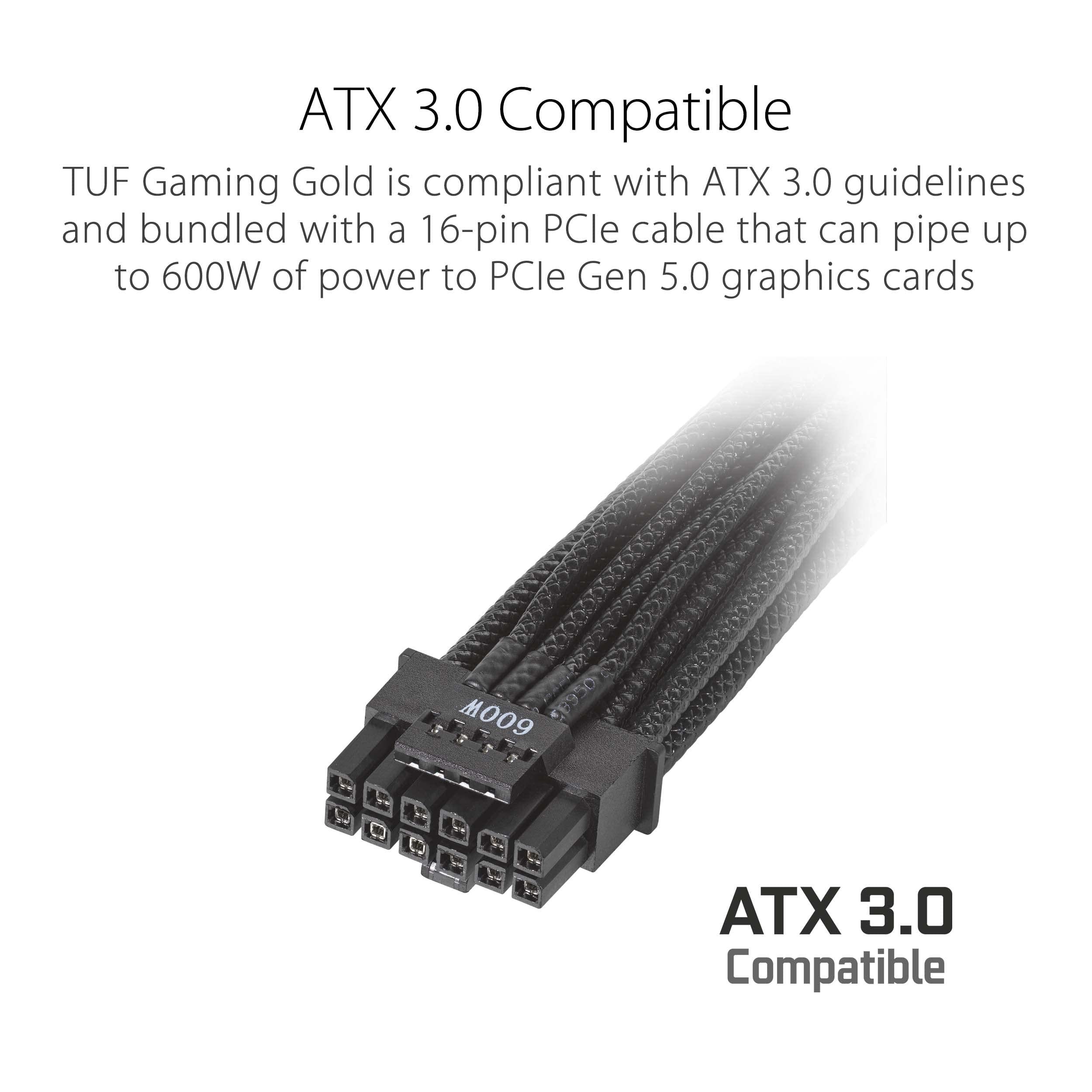 ASUS TUF Gaming 1200W Gold (1200 Watt, ATX 3.0 Compatible Fully Modular Power Supply, 80+ Gold Certified, Military-Grade Components, Dual Ball Bearing, Axial-tech Fan, PCB Coating, 10 Year Warranty) - Image 3