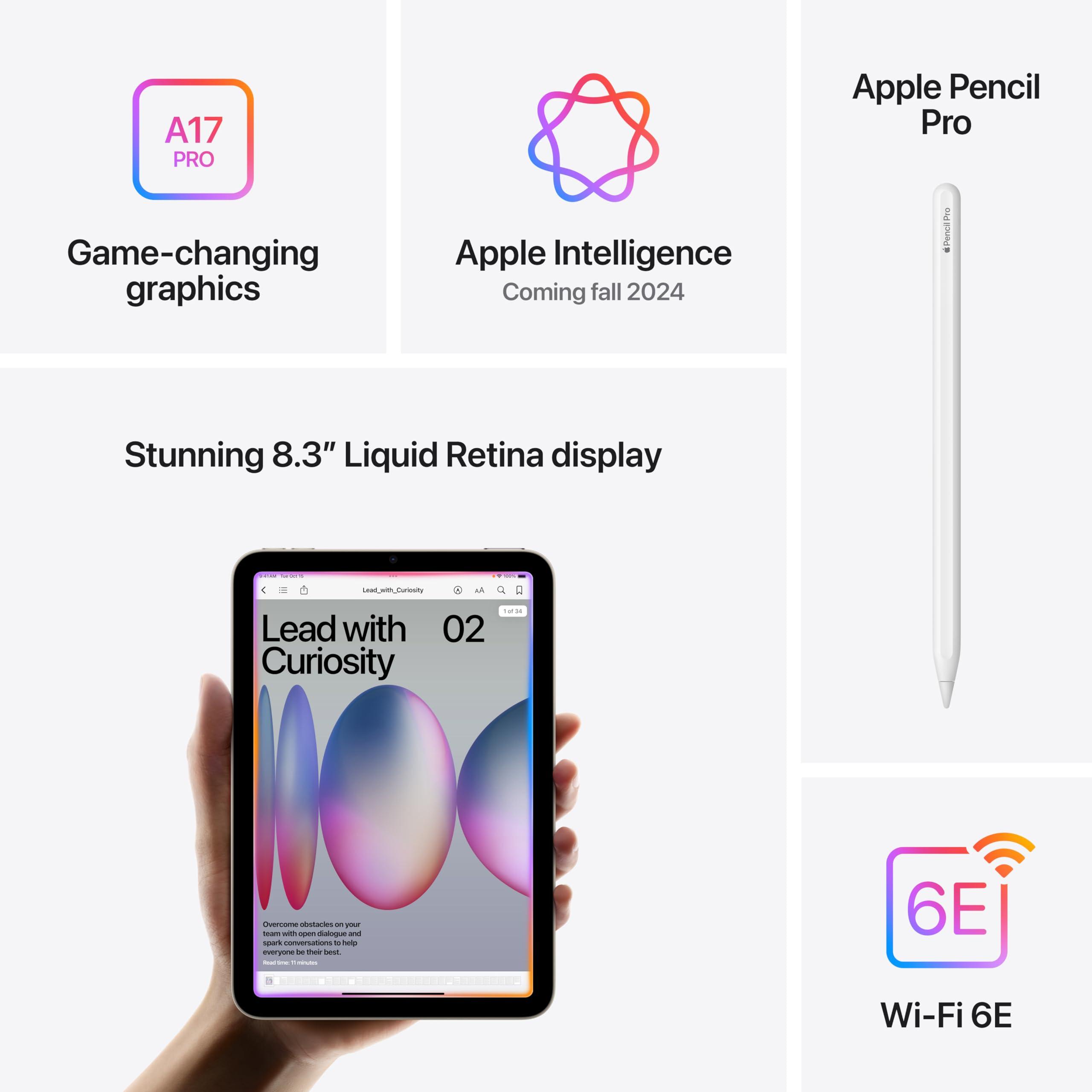 Apple iPad mini (A17 Pro): Apple Intelligence, 8.3-inch Liquid Retina Display, 128GB, Wi-Fi 6E, 12MP Front/12MP Back Camera, Touch ID, All-Day Battery Life — Blue - Image 4