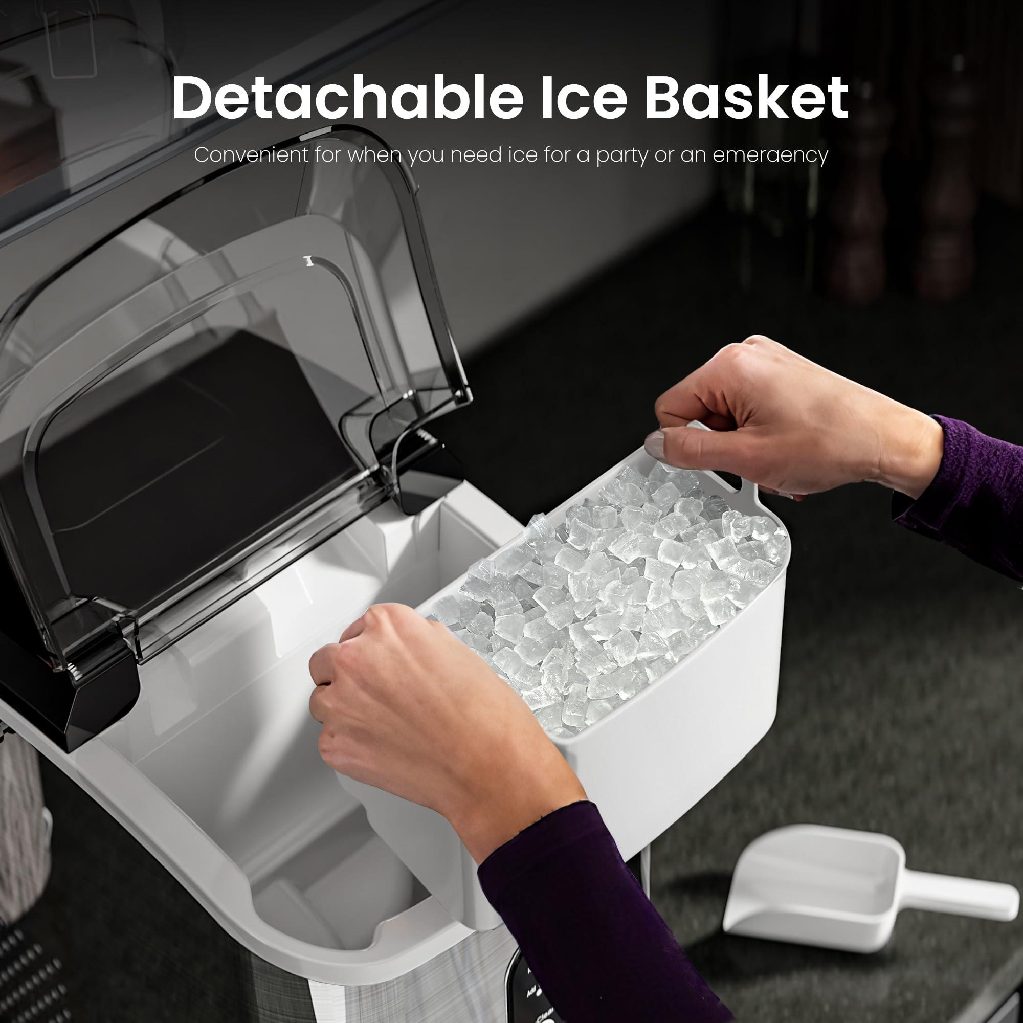 Kismile Nugget Ice Makers Countertop,35Lbs/24H Portable Ice Machine with Self-Cleaning Function,One-Click Operation for Home/Office(Silver) - Image 4