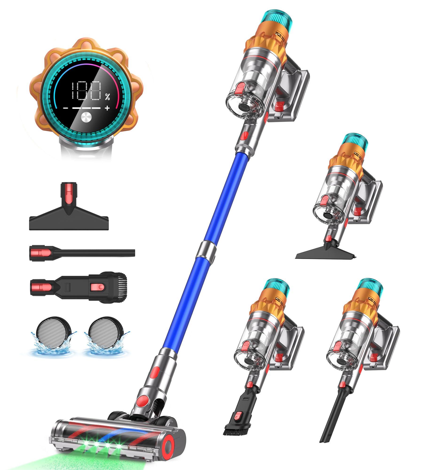 REBANIC Cordless Vacuum Cleaners for Home,8-in-1/65Min/600W/48Kpa Powerful Suction,Self-Standing Cordless Stick Vacuum Cleaner,Lightweight Anti-Tangle Rechargeable Vacuum for Floor/Carpet/Pet Hair/Car