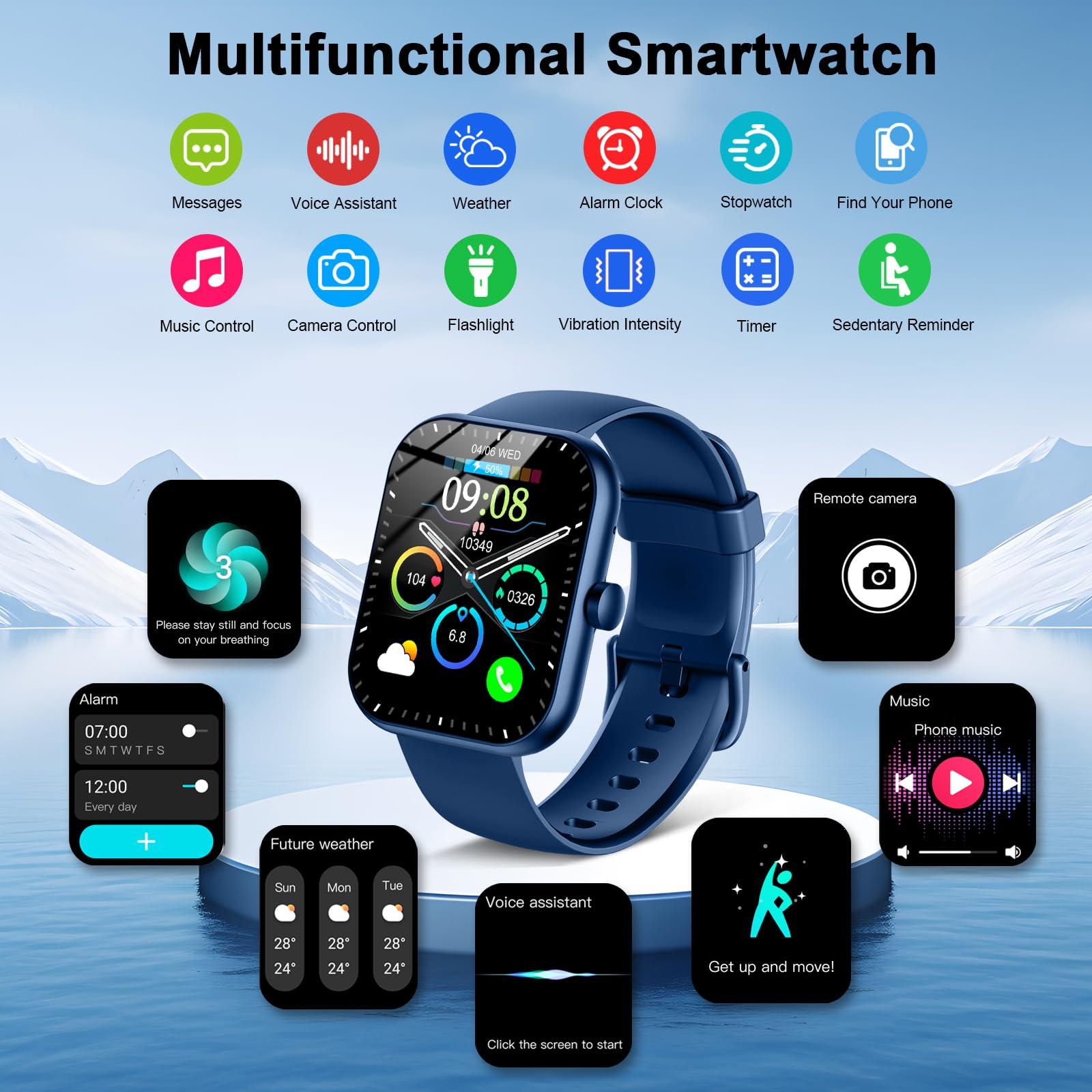 Smart Watch for Men Women(Answer/Make Call), 2025 New Smartwatch 1.96" HD Fitness Watch with 110+ Sport Modes, Heart Rate, Sleep Monitor, Pedometer, IP68 Waterproof Activity Tracker for Android iOS - Image 2