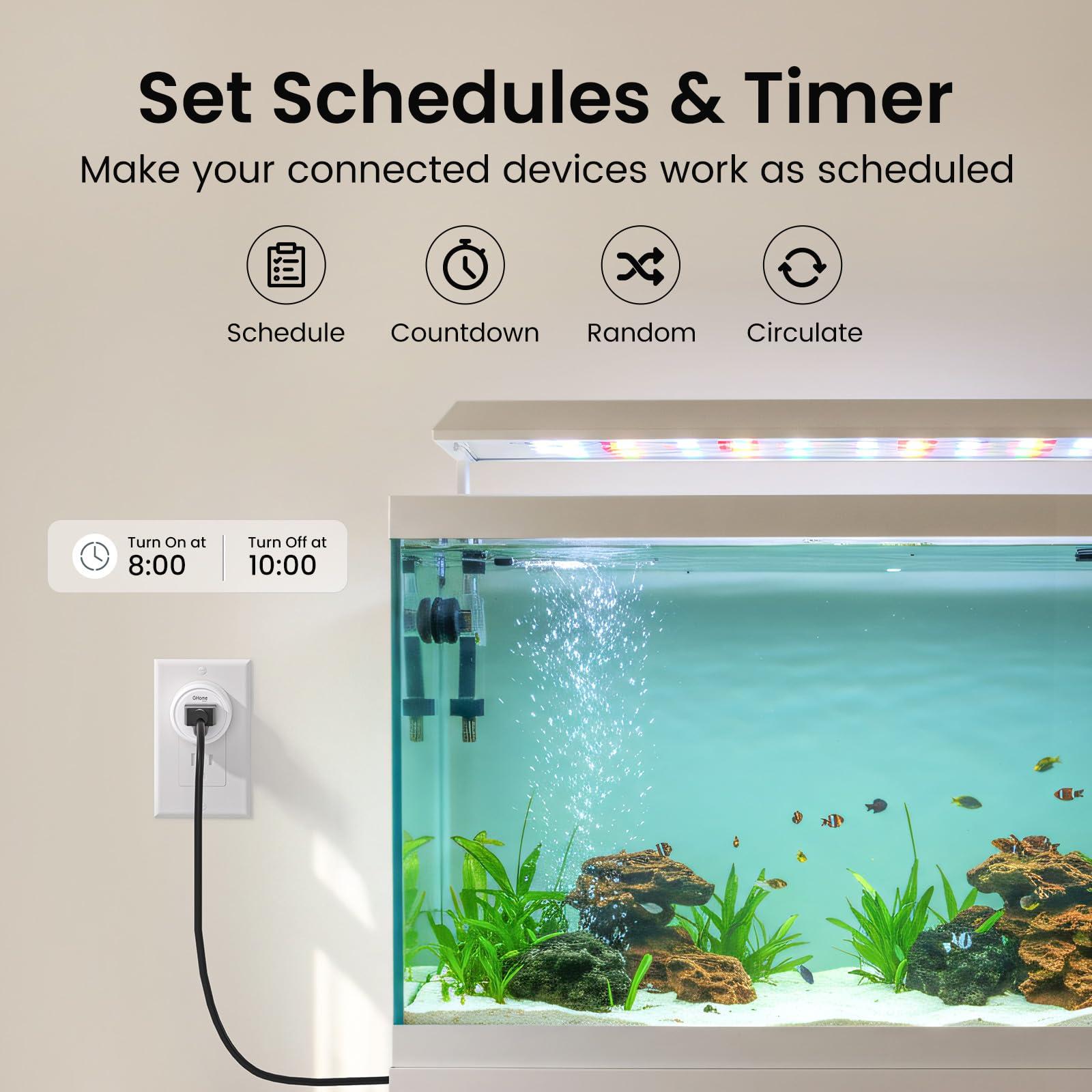 GHome Smart Mini Plug Compatible with Alexa and Google Home, WiFi Outlet Socket Remote Control with Timer Function, Only Supports 2.4GHz Network, No Hub Required, ETL FCC Listed (4 Pack), White - Image 3