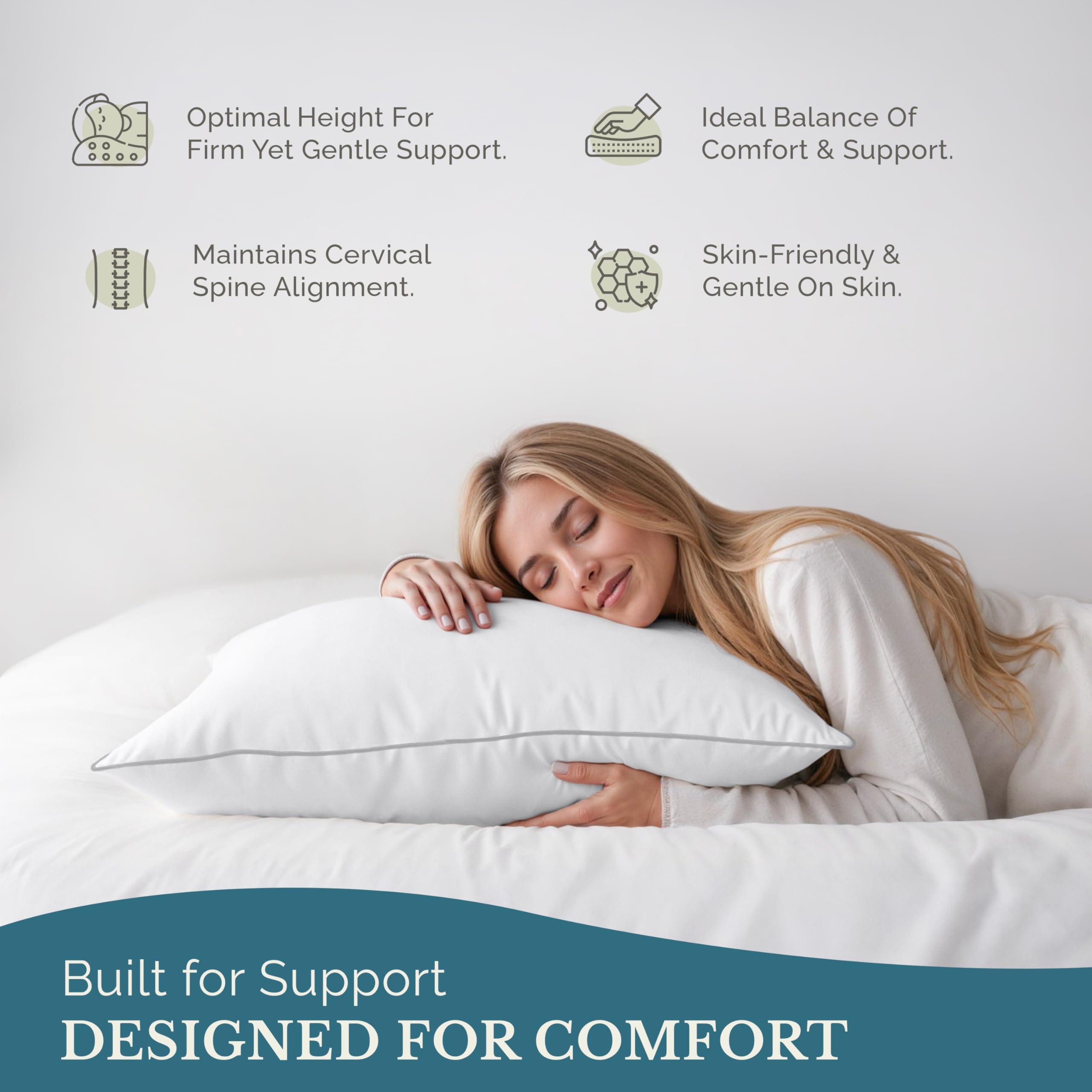Casa Platino Bed Pillows Standard Size Set of 4 - Firm, Cozy & Soft Pillows for Adults- Pack of 4 – Luxury Bed Pillow for Side, Back & Stomach Sleepers - White - Image 5