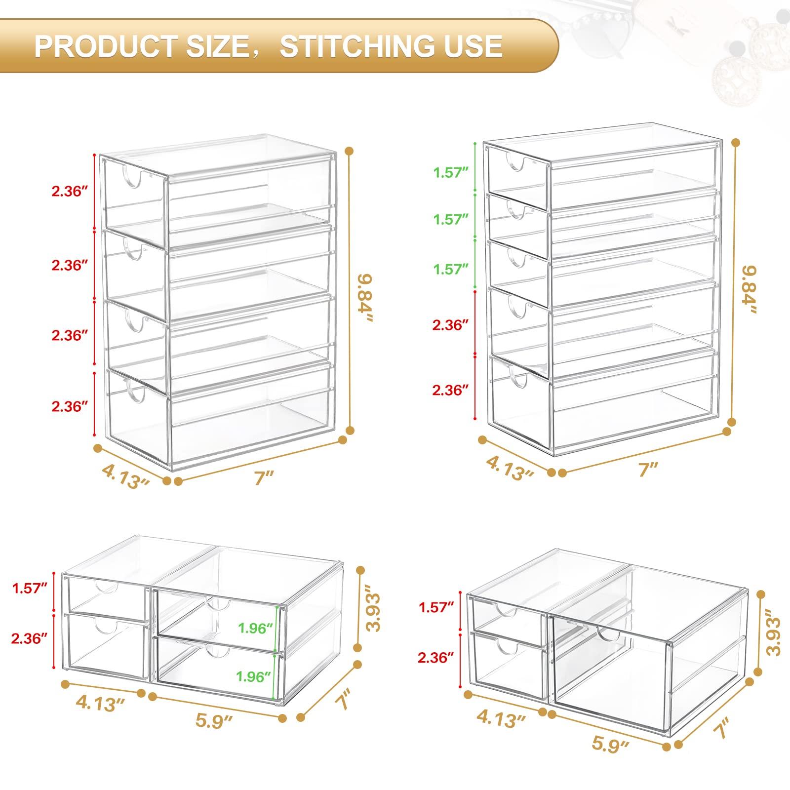caktraie Makeup Organizer Storage With 16 Drawers, 4 Pcs Desktop Office Supplies, Desk Organizers, Clear Accessories, Dustproof Drawer and for Make Up, Jewelry, Pen, Stationary - Image 2