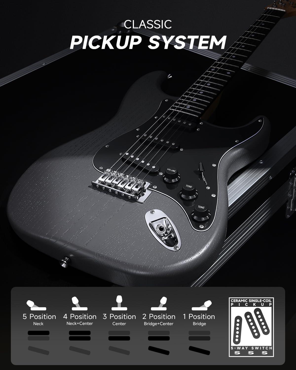 DONNER DST-80 Electric Guitar 39” Beginner Electric Guitar Kit with Amp, Classic SSS Pickup Complete with Gig Bag, Tuner, Capo, Strap, Picks, and Free Online Lessons - Image 3