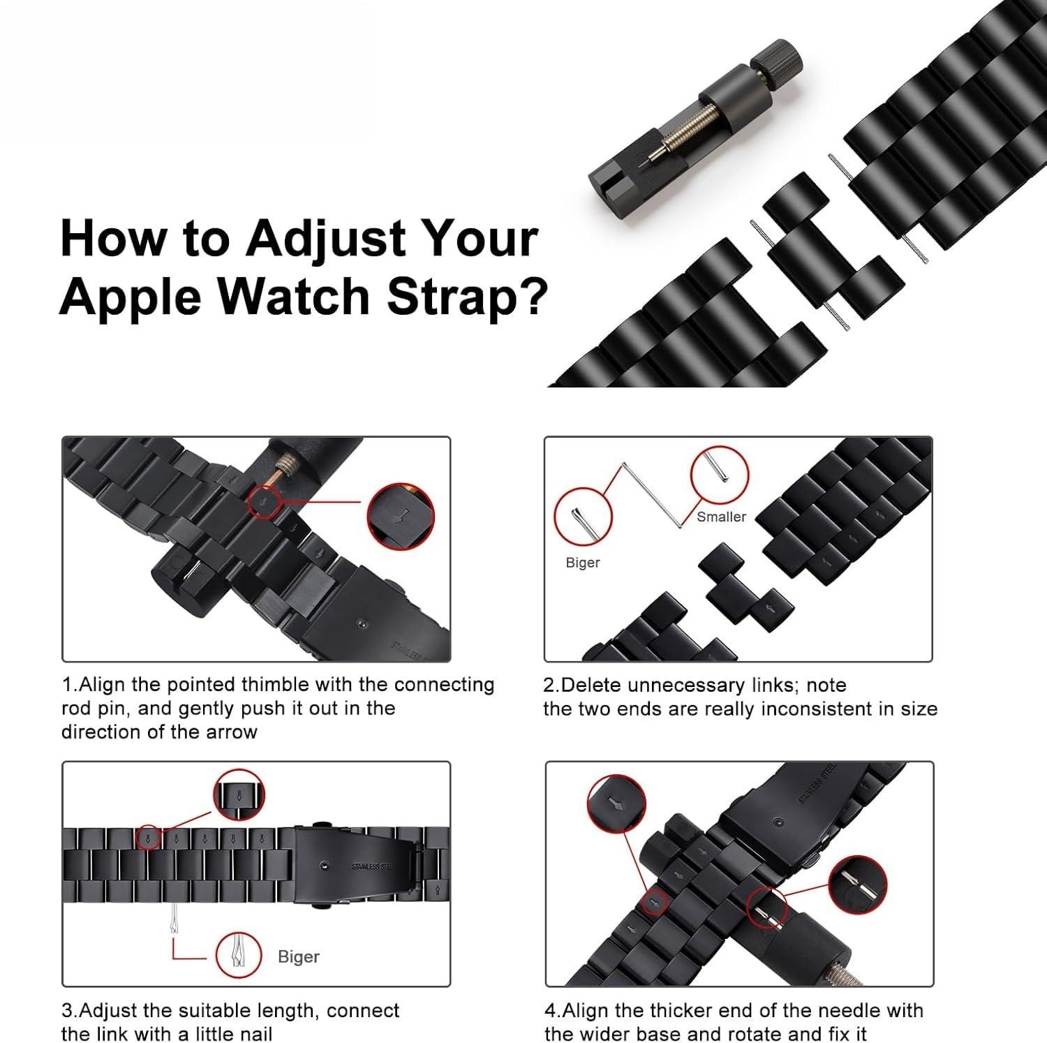 U191U Metal Bands Compatible with Apple Watch Band 41mm 40mm 38mm, Dressy Stainless Steel Chain Strap for Men iWatch Series Ultra/Ultra2/9/8/7/6/5/4/3/2/1 SE, Silver/Black - Image 5
