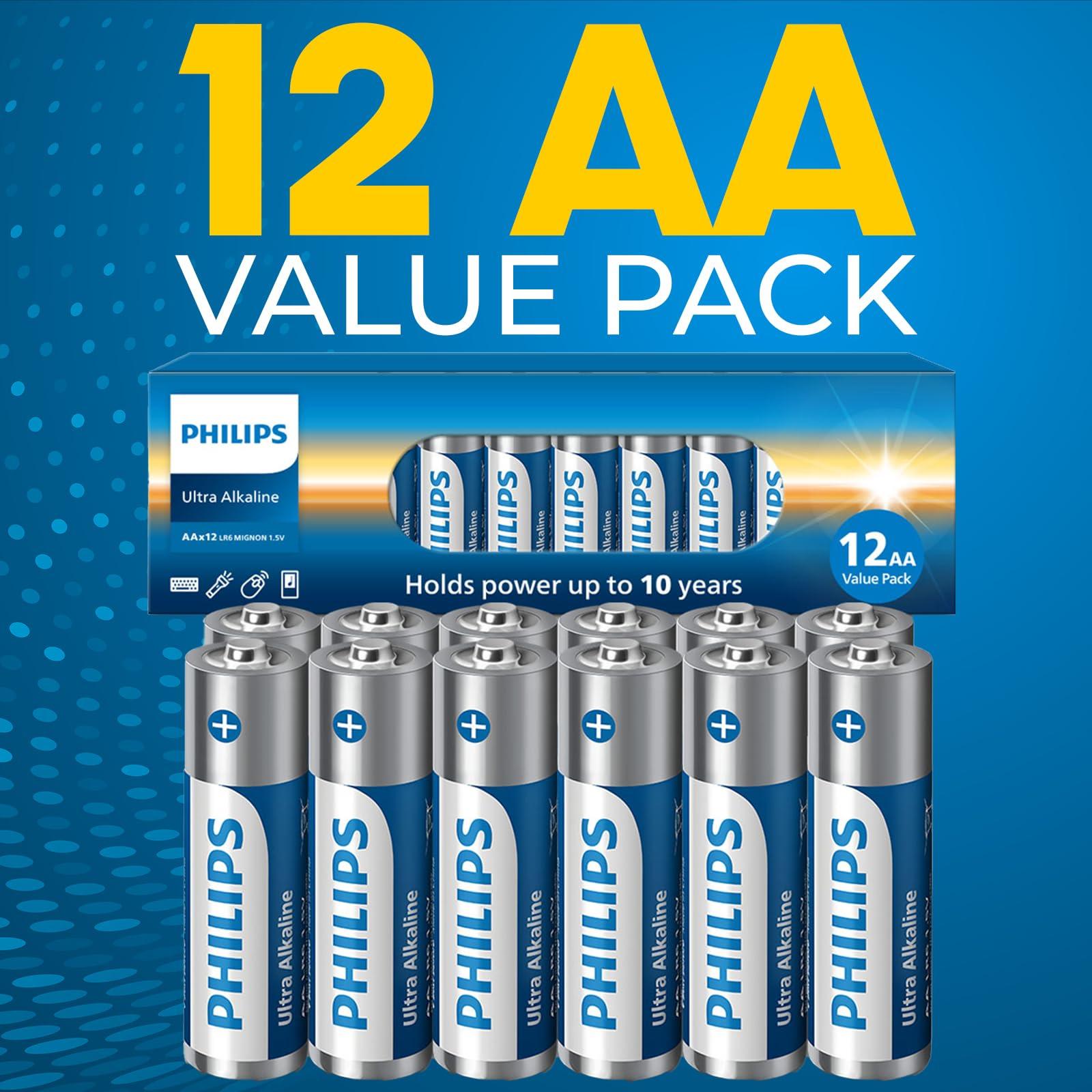 PHILIPS AA Batteries 12 Pack 1.5v Ultra Alkaline Double A Batteries, 10-Year Shelf Life, Ideal for Blink Outdoor Battery, Alarm System, Doorbell, Smoke Detector Batteries. [Non-Rechargeable] - Image 5