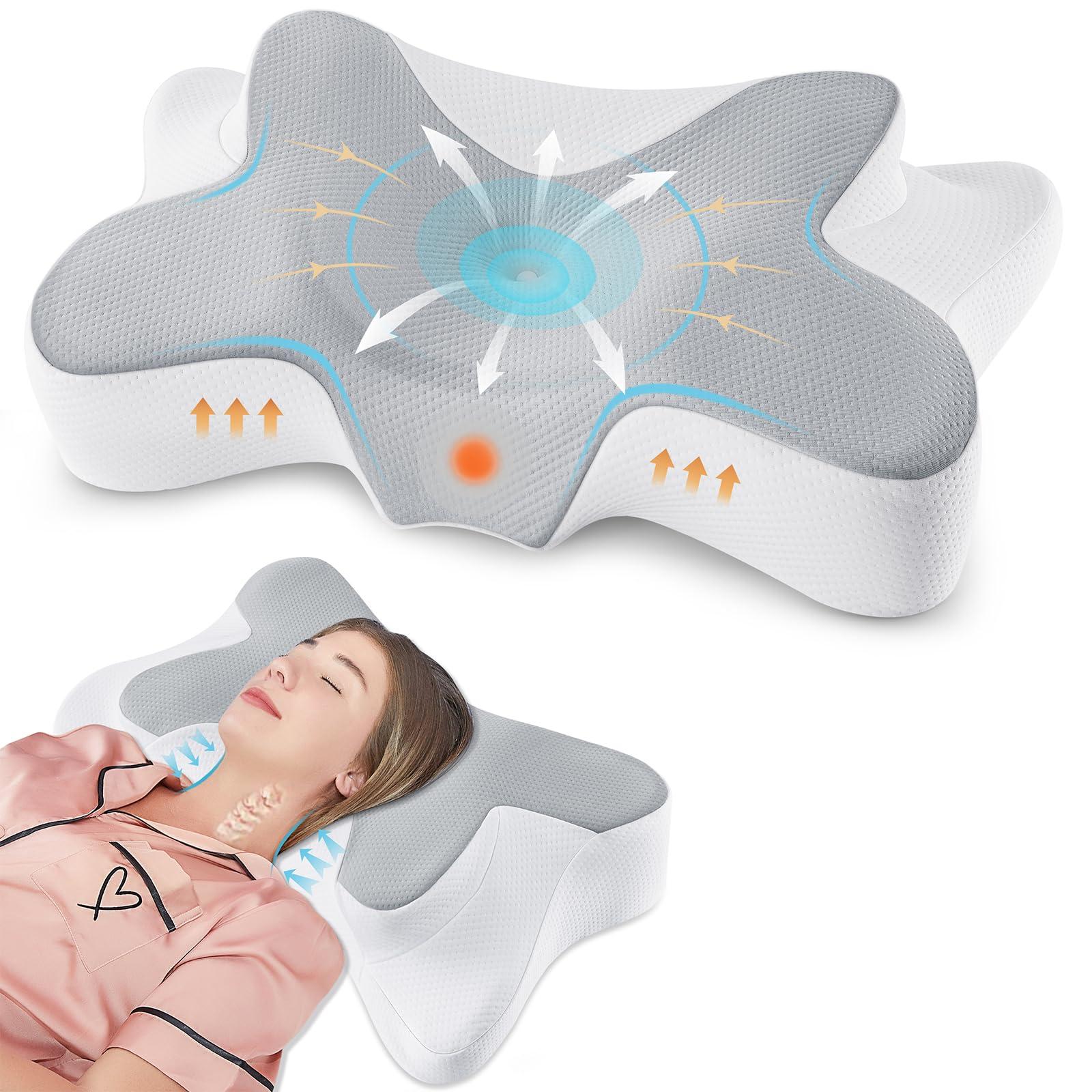 DONAMA Cervical Neck Pillow for Pain Relief,Odorless Contour Memory Foam Pillows with Cooling Pillowcase Cozy Sleeping, Orthopedic Ergonomic Bed Pillows for Side Back Stomach Sleepers