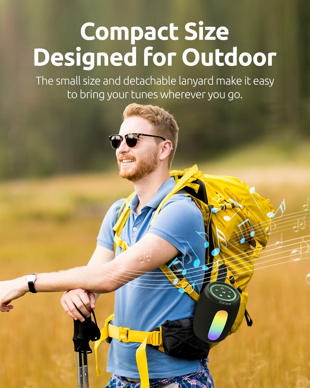 Portable Bluetooth Speaker, Powerful Stereo Sound Small Wireless Speaker with Lights, IPX5 Waterproof, BT5.3 with AUX Input, TWS Pairing, for Outdoor Home Party Camping, Electronics Gifts for Him Her - Image 9
