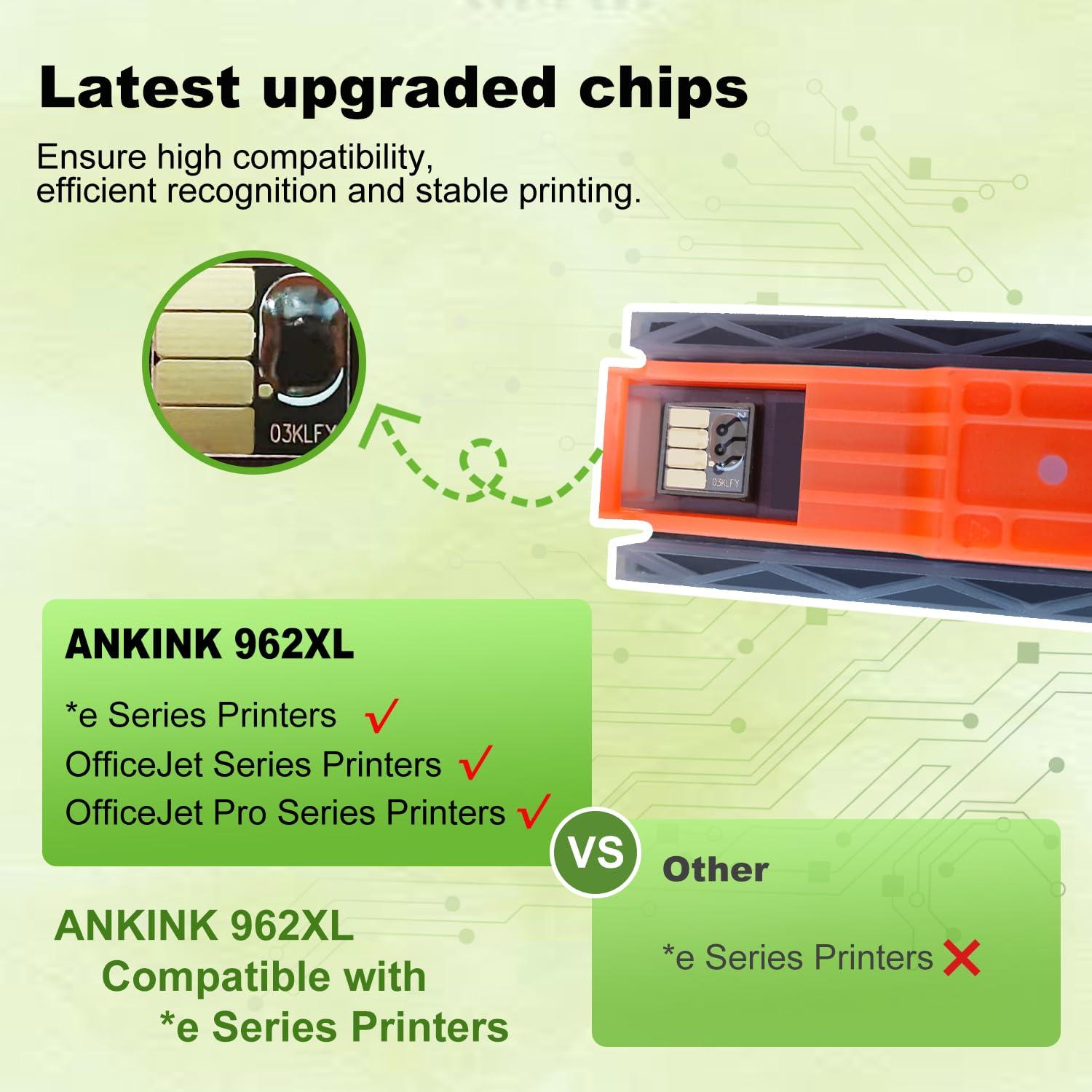 962XL Ink Cartridges Replacement for HP 962 XL 4 Combo Pack Compatible with HP OfficeJet Pro 9015e 9018e 9025e 9010 9015 9018 9020 9025 9012 9010e 9014e 9016e Printer (Black Cyan Magenta Yellow) - Image 3