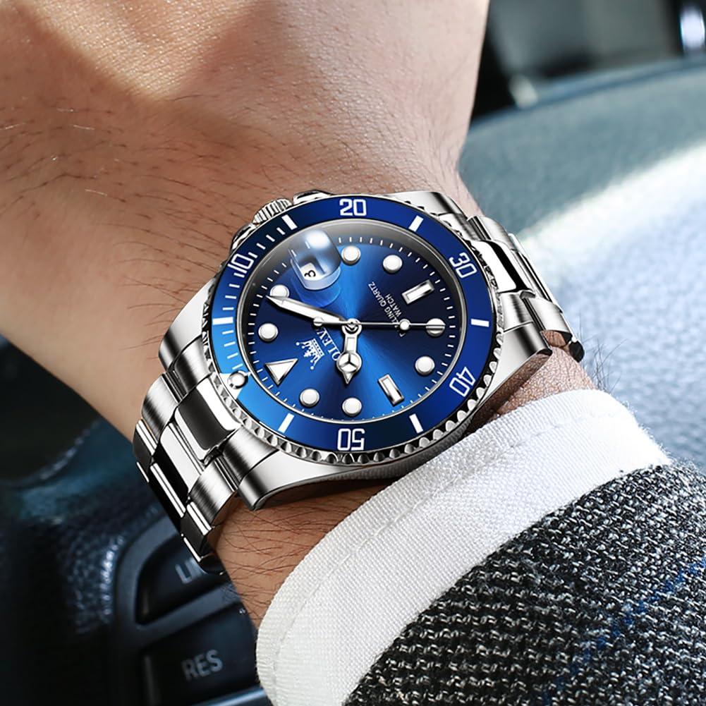 OLEVS Luxury Watches for Men Big Face Stainless Steel Business Dress Analog Quartz Watch with Day Waterproof Luminous Mens Wrist Watch - Image 7