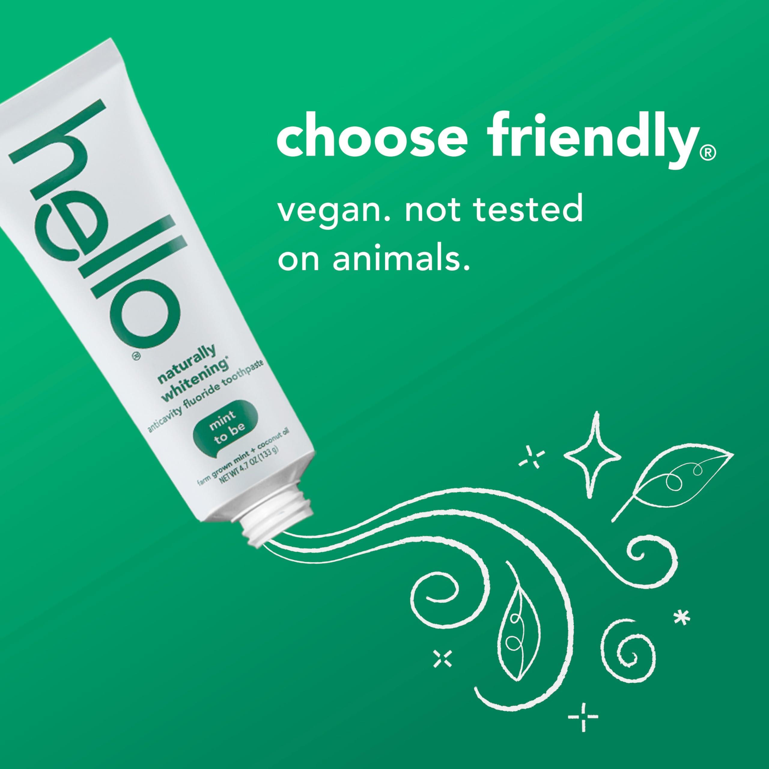 Hello Naturally Whitening Fluoride Toothpaste, Natural Whitening Toothpaste with Coconut Oil and Tea Tree Oil, Tames Bad Breath, Helps Moisturize, and Fights Cavities, Mint, 3 Pack, 4.7 Oz Tubes - Image 3