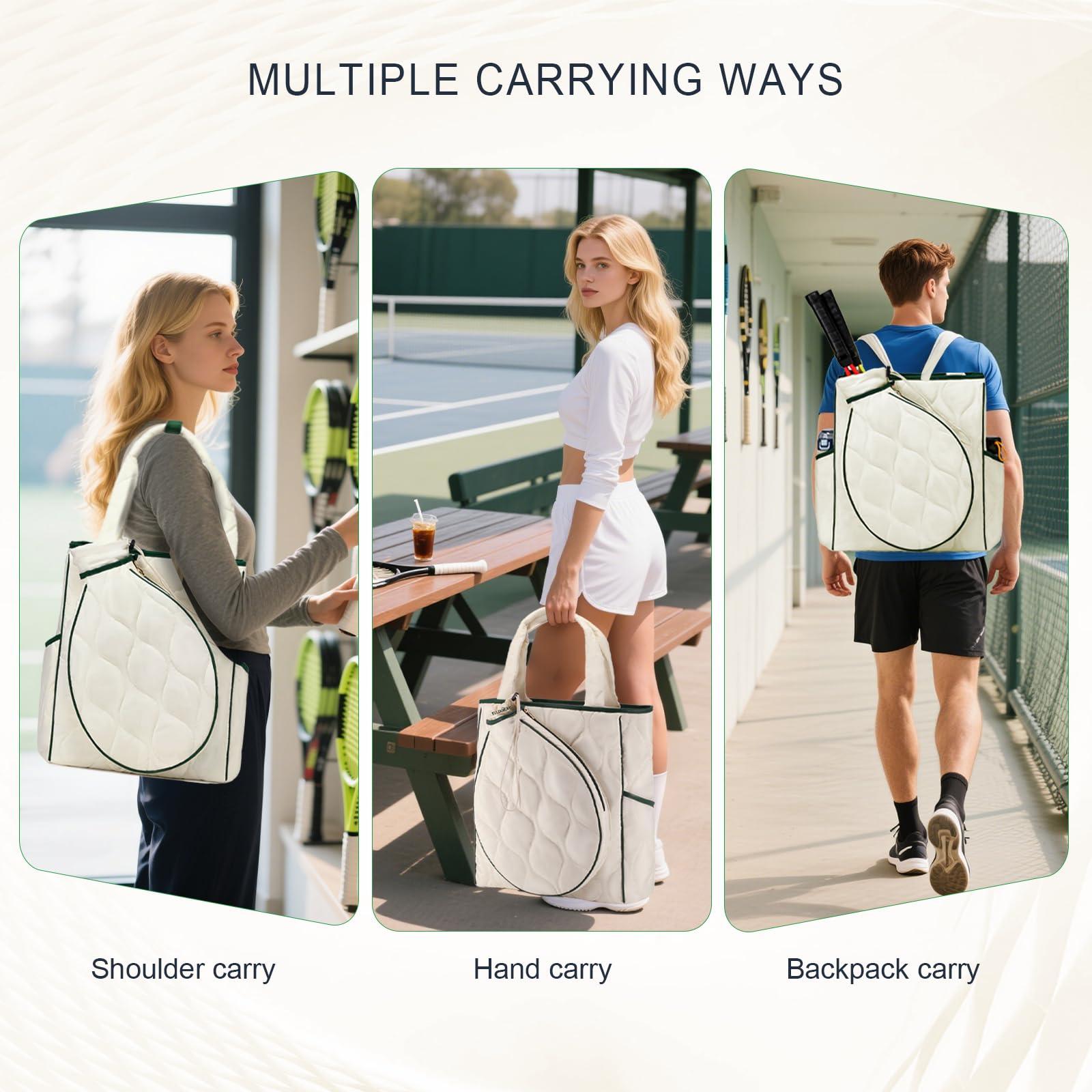 CCGTIOR 2-in-1 Tennis Tote Bag & Tennis Racket Backpack – Extra-Large Quilted Pickleball Racquet Bags, Water-Resistant & Lightweight for Men & Women - Image 5