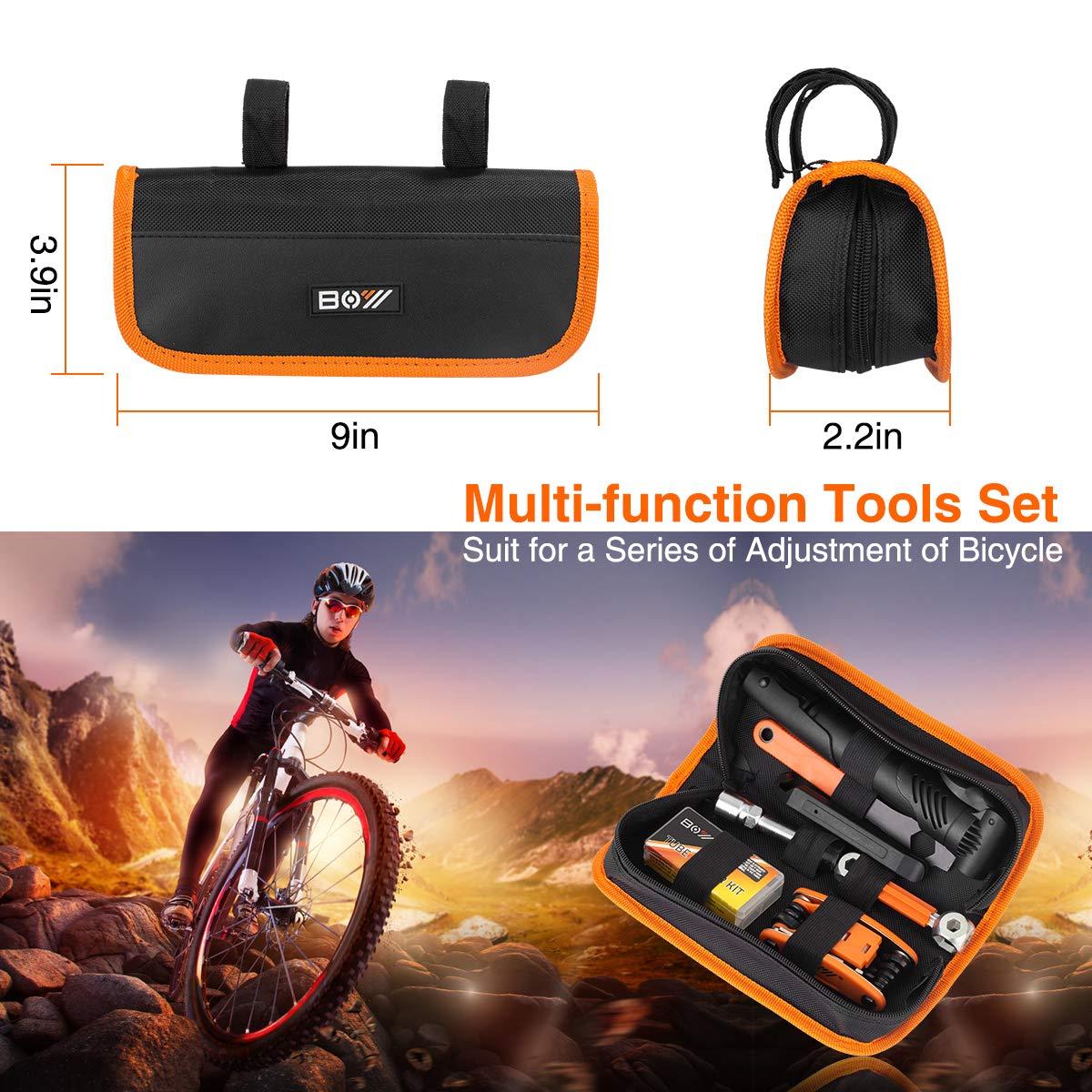 Bicycle Repair Bag With Tire Pump, Portable Tool Kit for Camping Travel - Patches, Inflator, Maintenance Essentials All in One Safety Kit - Image 8