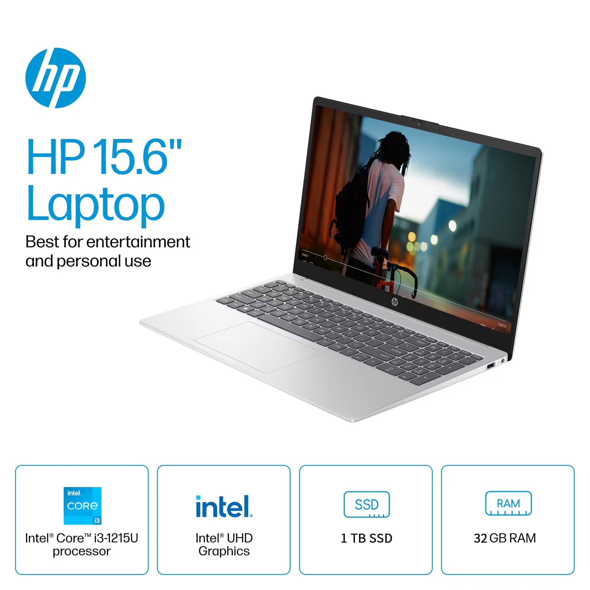 HP 15.6" Touchscreen Business Laptop Computer - with MS Office 2024 Lifetime License, Intel 6-core i3-1215U, 32 GB RAM, 1 TB SSD, UHD Graphics, Long Battery Life, Wi-Fi 6E, Windows 11 Pro, Copilot - Image 2