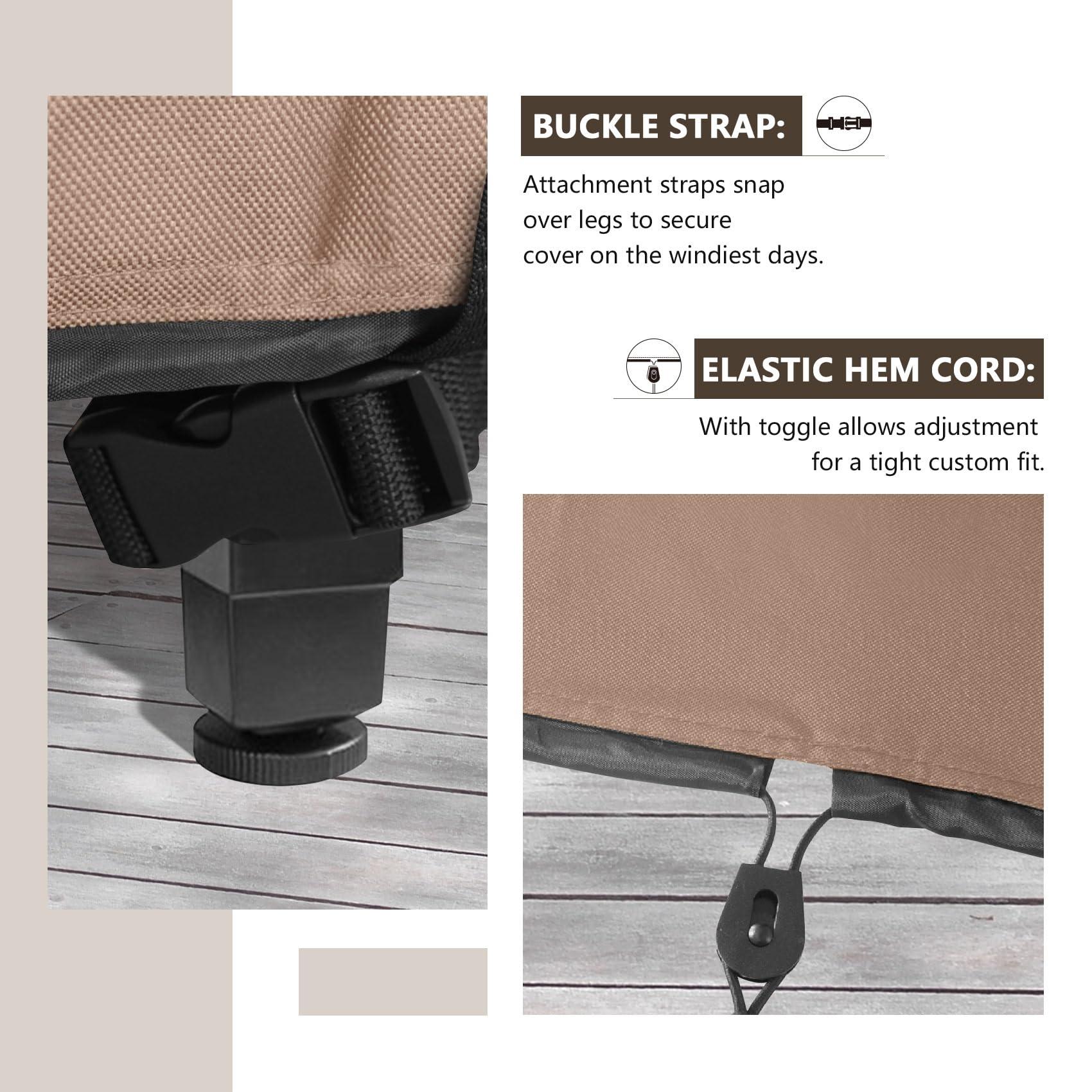 ULTCOVER Rectangular Patio Heavy Duty Table Cover - 600D Tough Canvas Waterproof Outdoor Dining Table and Chairs General Purpose Furniture Cover Size 111L x 74W x 28H inch - Image 5