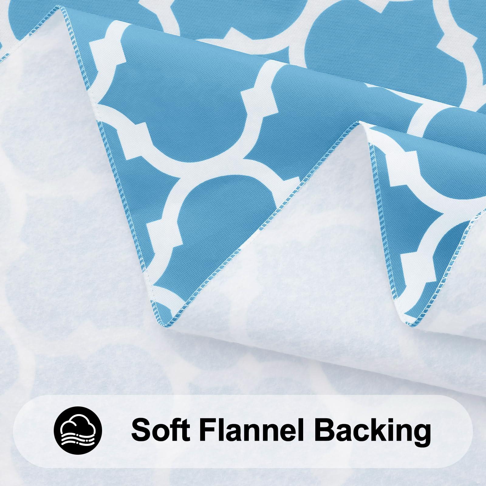 Smiry Rectangle Table Cloth, Waterproof Vinyl Tablecloth with Flannel Backing for Tables, Wipeable Spillproof Plastic Tablecloths for Dining, Camping, Indoor and Outdoor (52"x70", Light Blue) - Image 5