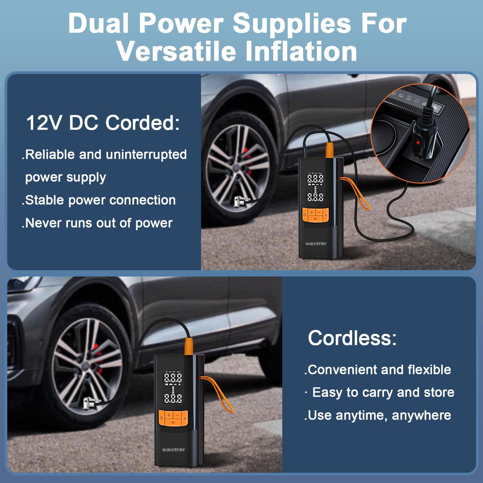 Tire Inflator Portable Air Compressor, 15000mAh and 150PSI Car Tire Pump with Pressure Display for Cars, Motorcycles, Bicycles, Ball Bikes with Tire Pressure Gauge, Dual-Use Type - Image 5
