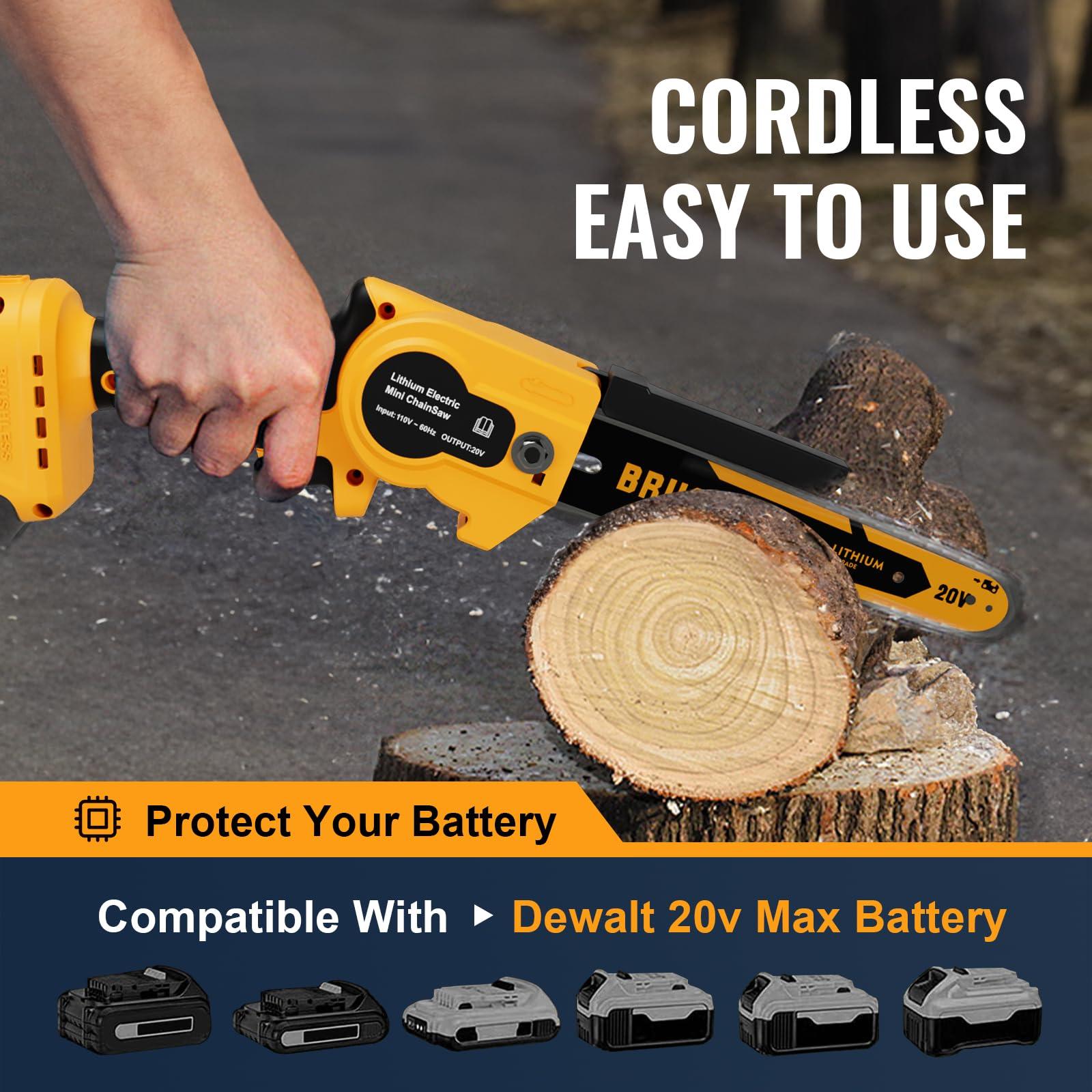 Cordless Mini Chainsaw 8 Inch for Dewalt 20V MAX Battery Powered (NO Battery), Electric Chainsaw, Cordless Hand Chainsaw, Portable Small Rechargeable Pruning Chain Saw for Wood Cut Tree Trimming - Image 3