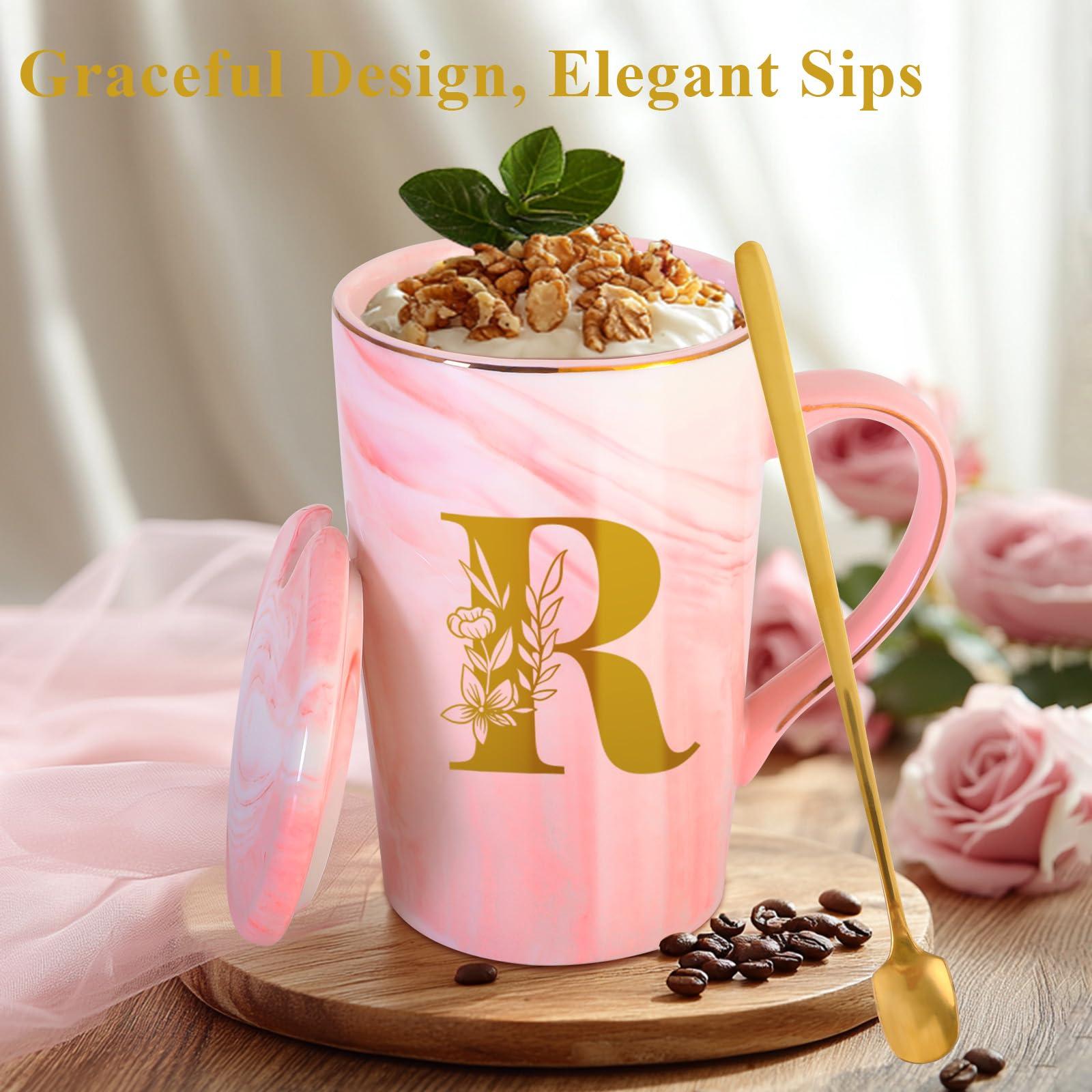 Personalized Ceramic Coffee Mug with Lid Tea Cup Happy Birthday Christmas Xmas Day Holiday Gift for Female Boss Teacher Aunt Big Small Sister in Law Mother Stepmother Wedding Groom Bride Officiant,R - Image 3
