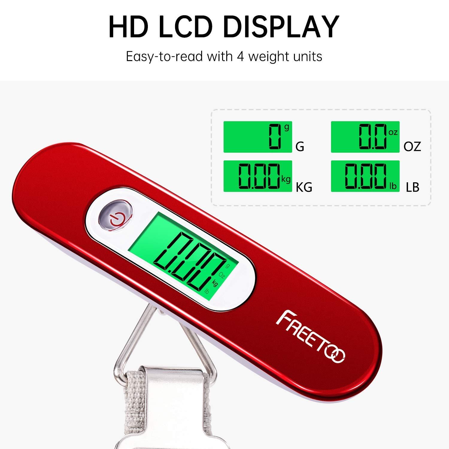 FREETOO Luggage Scale Portable Digital Hanging Scale for Travel, Suitcase Weight Scale with Superior Piano Lacquer 110 Lb/ 50Kg Capacity, Battery Included - Image 4