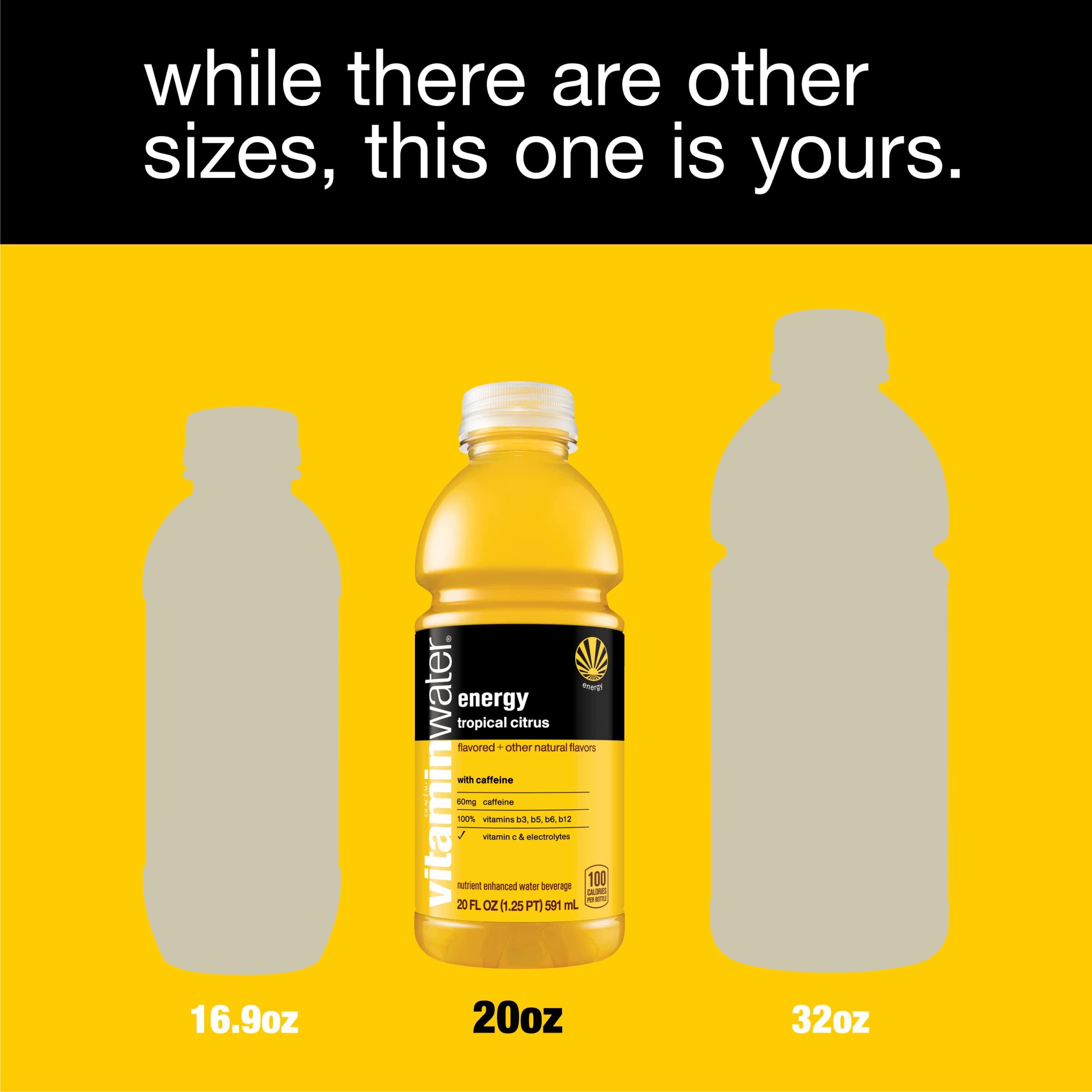 vitaminwater Energy Tropical Citrus Nutrient Enhanced Flavored Water Beverage, 20 fl oz Bottles, 12 Pack - Image 5