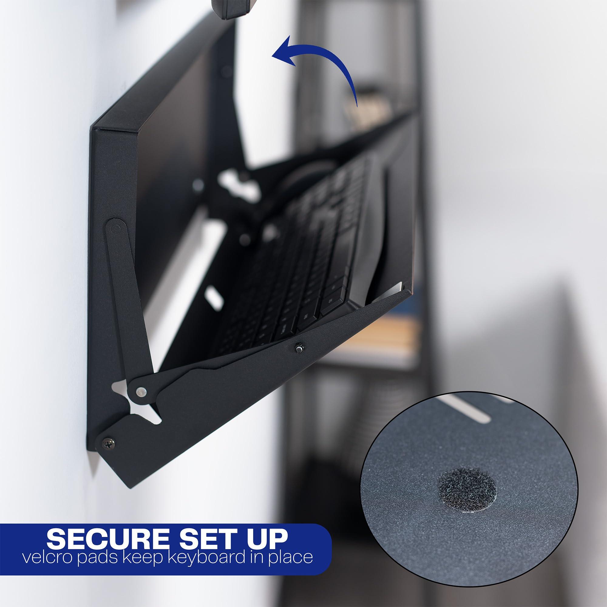 VIVO Flip Down 24 Inch Typing Platform Wall Mount, Fits Standard Size Keyboards and Mice, Space Saving Design, Mouse Pad Included, Black, Mount-FDKB1 - Image 5