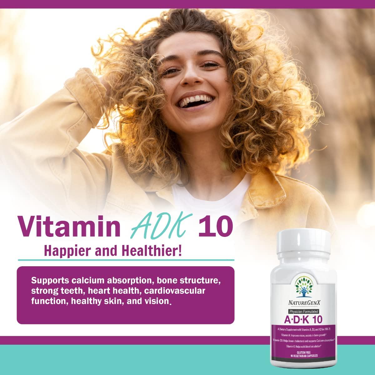 NatureGenX ADK 10 Supplement - Potent A, K2 & D3 Vitamin Supplement 10000 IU for Bone, Heart & Immune Support - 90 Count Easy-to-Swallow Vitamin ADK Supplement Capsules (3 Month Supply) - Image 5
