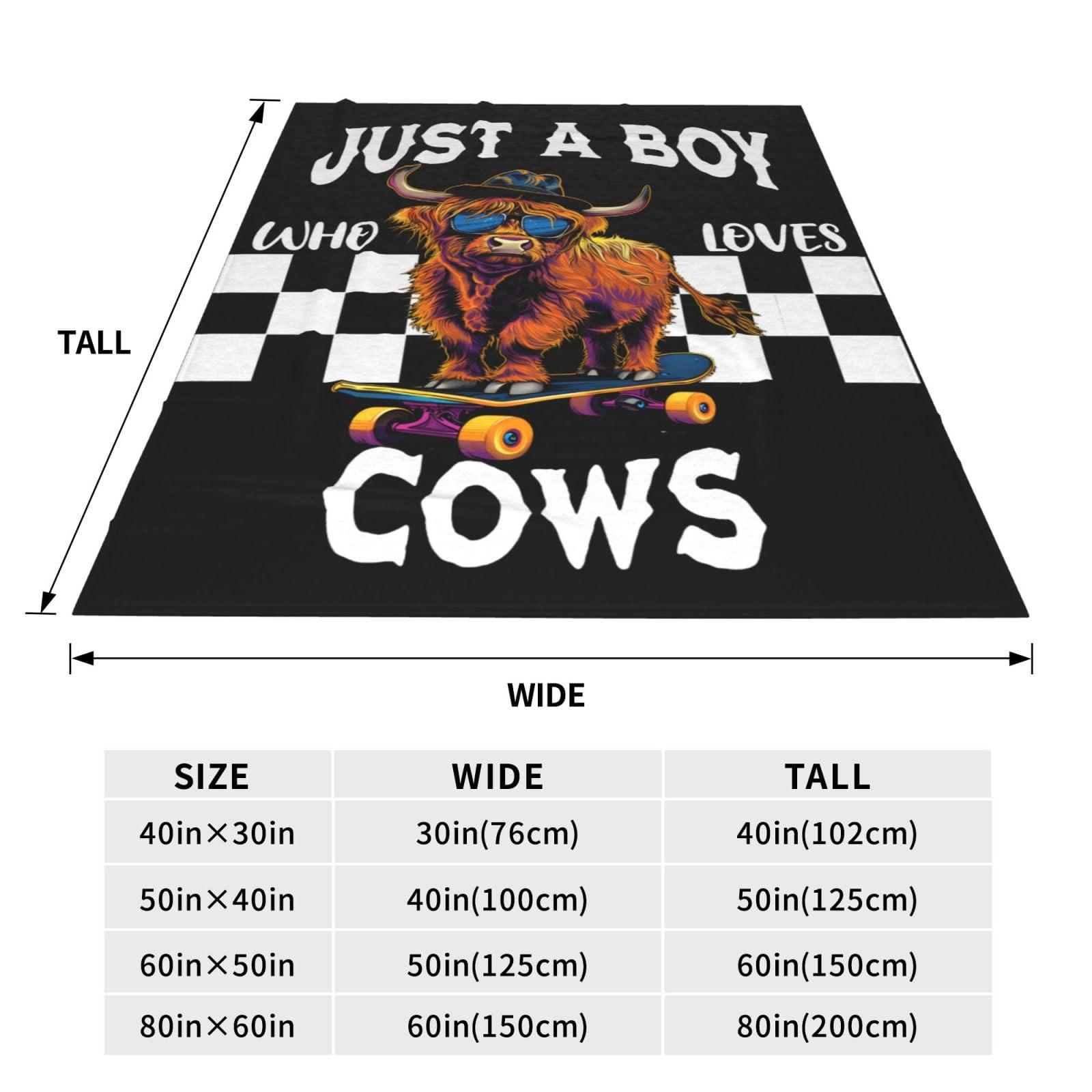Just A Boy Who Love Cows Blanket Funny Highland Cows Decor Throw Blanket Gifts for Girls Boys Super Warm Soft Plush Fleece Flannel Cattle Blanket Couch Bedding Blanket for Adults Kids Women 50"X40" - Image 3