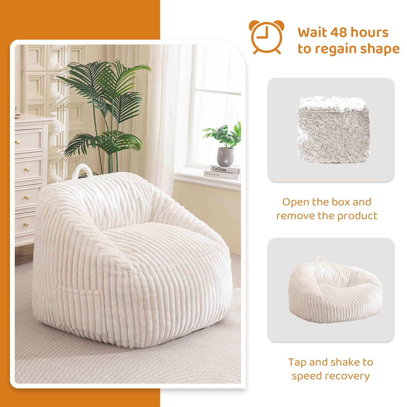BYBYME Giant Bean Bag Chair for Adults and Kids, Large Comfy Cozy Beanbag, Floor Sofa for Teens, Living Room, Gaming, Reading, Beige - Image 7