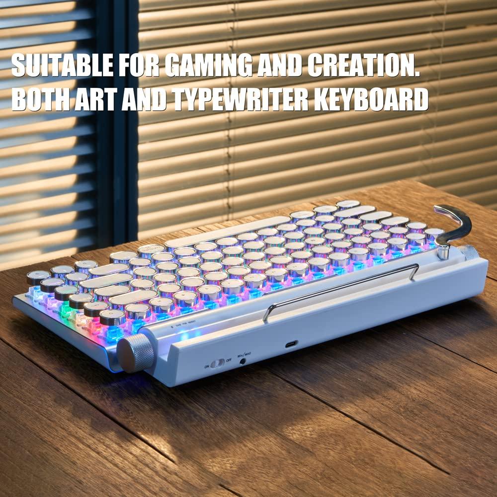 7KEYS Typewriter Keyboard Wireless Retro Style, Vintage Classical Mechanical Keyboard with Bluetooth for IPAD PC/Laptop Mac/Phone - Image 5