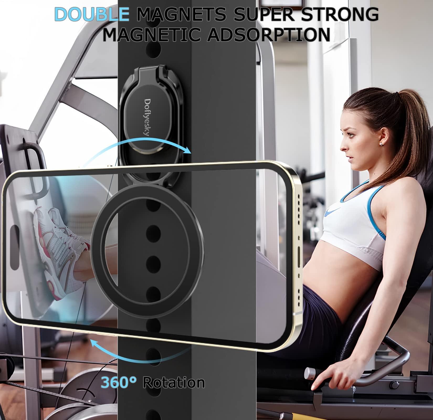 Doflyesky Magnetic Phone Ring Holder with Magsafe, Double Adjustable Gym Finger Ring Grip, Removable Phone Grip, for iPhone, iPad and Smartphones, Compatible with Magnetic Car Mount (Colorful) - Image 3