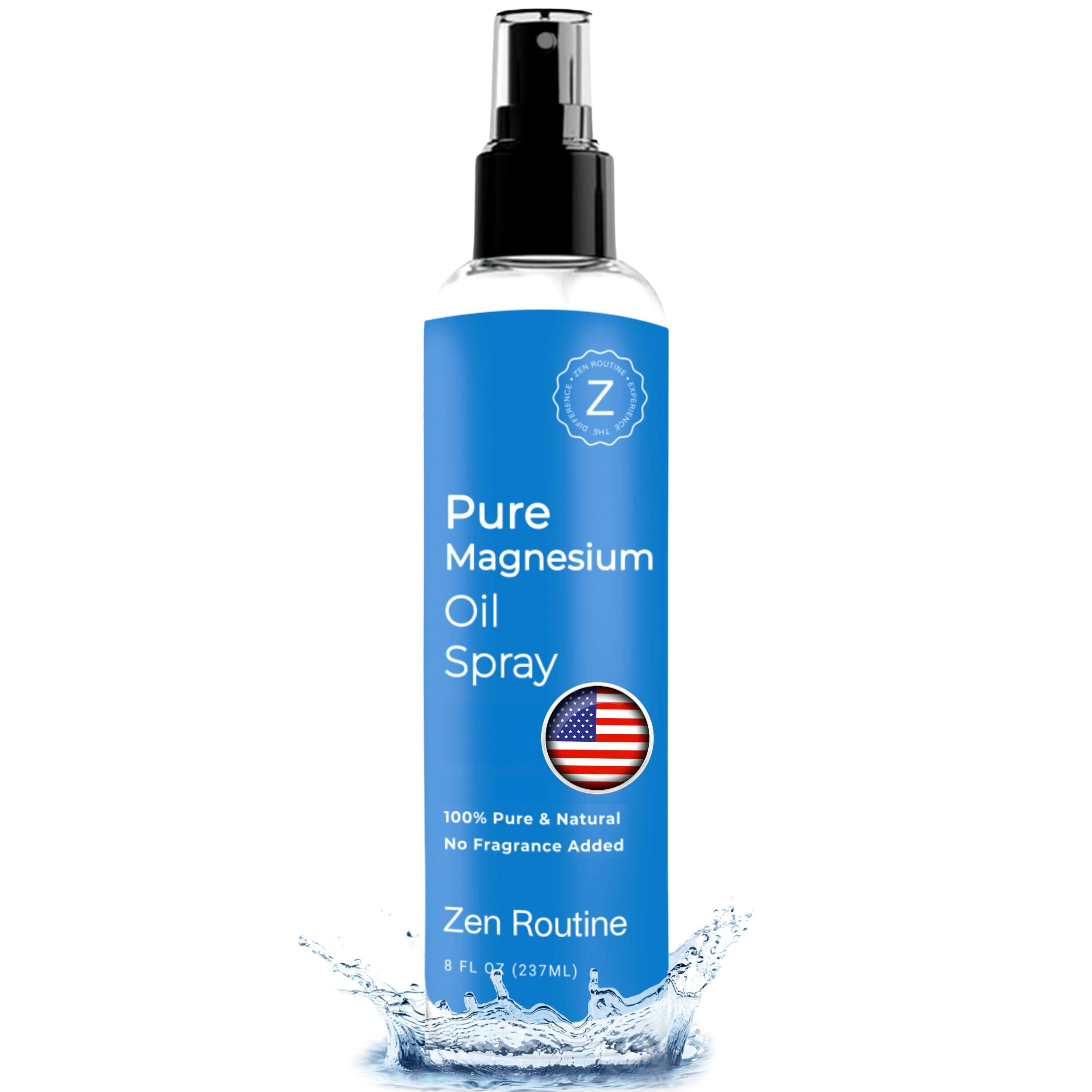Zen Routine Pure Magnesium Oil Spray – 8oz (Single) Organic USP Grade, Magnesium Oil for Feet, Magnesium from Ancient Minerals - Natural Magnesium Chloride, Made in The USA