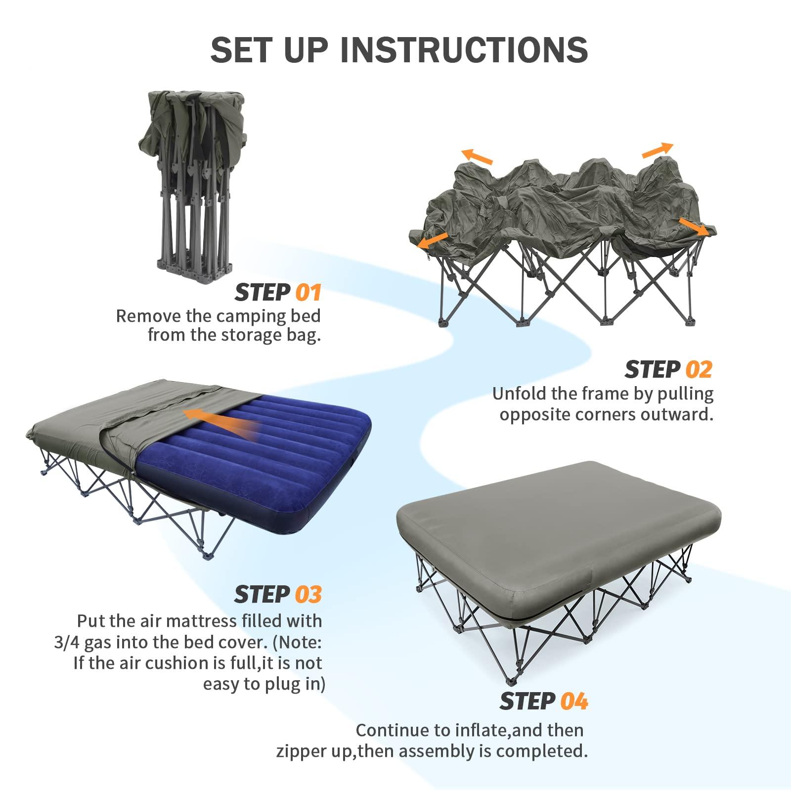 KAMPKEEPER Camping Cot,Camping Cots for Adults,Folding Camping Cot with Inflatable Air Mattress and Carry Bag,for Outdoor Travel Camp Beach Vacation (not Included The Airpump) - Image 5