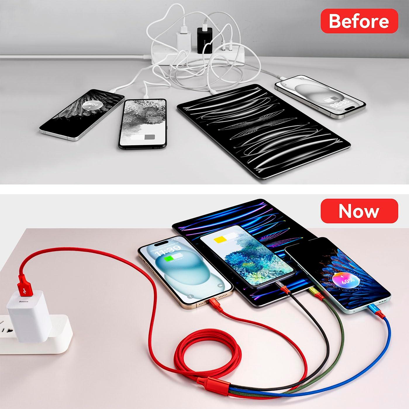 Multi Charging Cable 3.5A, [2Pack 6Ft] 4 in 1 Fast Charging Cable, Multi Charging Cord, Multi USB Cable Adapter with IP/Type C/Micro Ports for Cell Phones/iPhone/Samsung Galaxy/PS/Tablets & More - Image 6