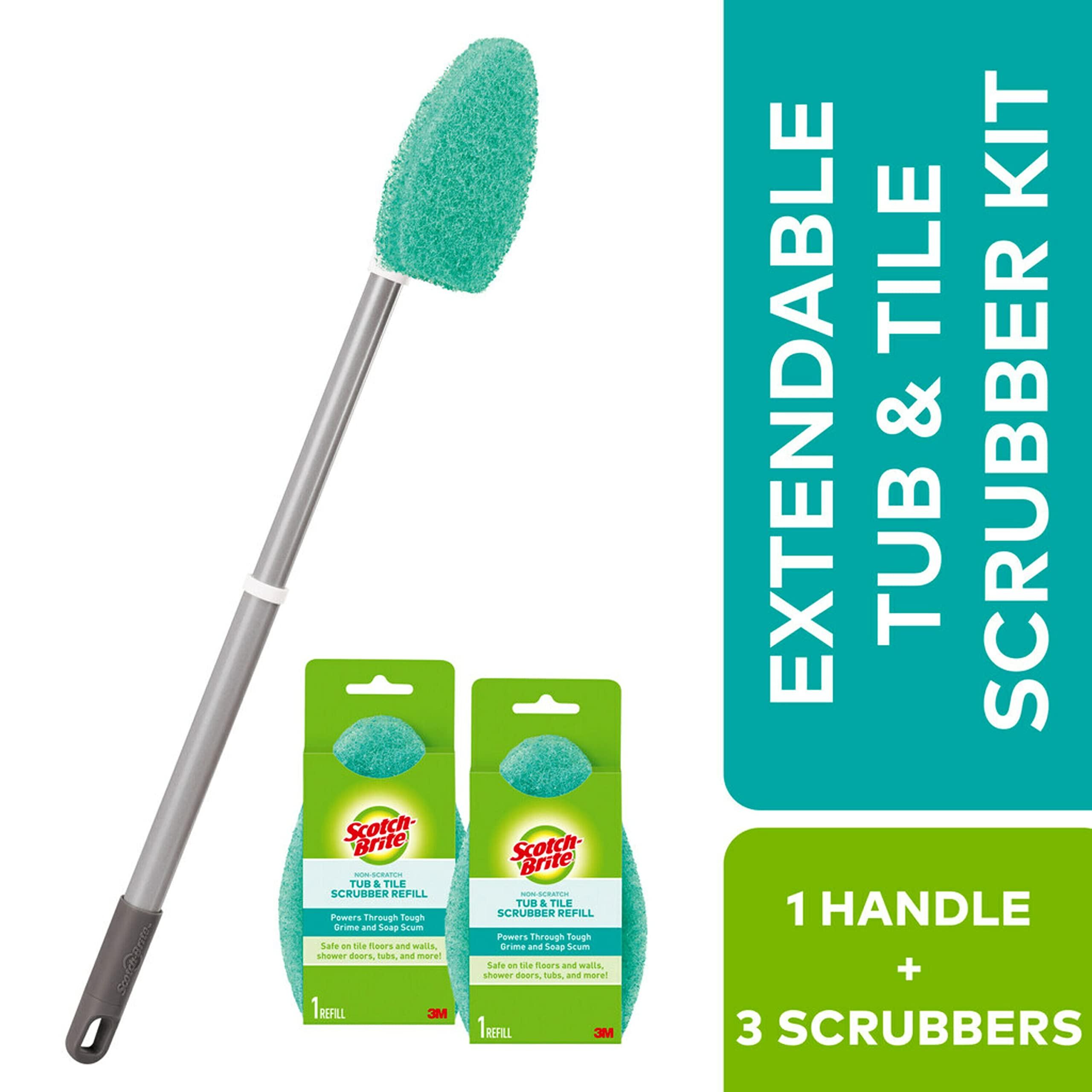 Scotch-Brite Extendable Tub & Tile Scrubber Kit, Includes 1 Handle and 3 Non-Scratch Scrubber Pads - Image 2
