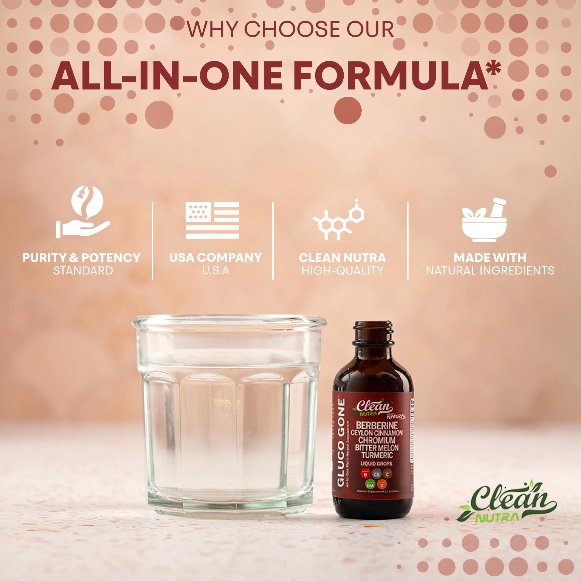 Clean Nutra Berberine with Ceylon Cinnamon Supplement Liquid Drops + Bitter Melon Extract, Glucomannan, Gymnema, Chromium, Turmeric, Organic Panax Ginseng, Moringa GLP-1 Support - Image 9