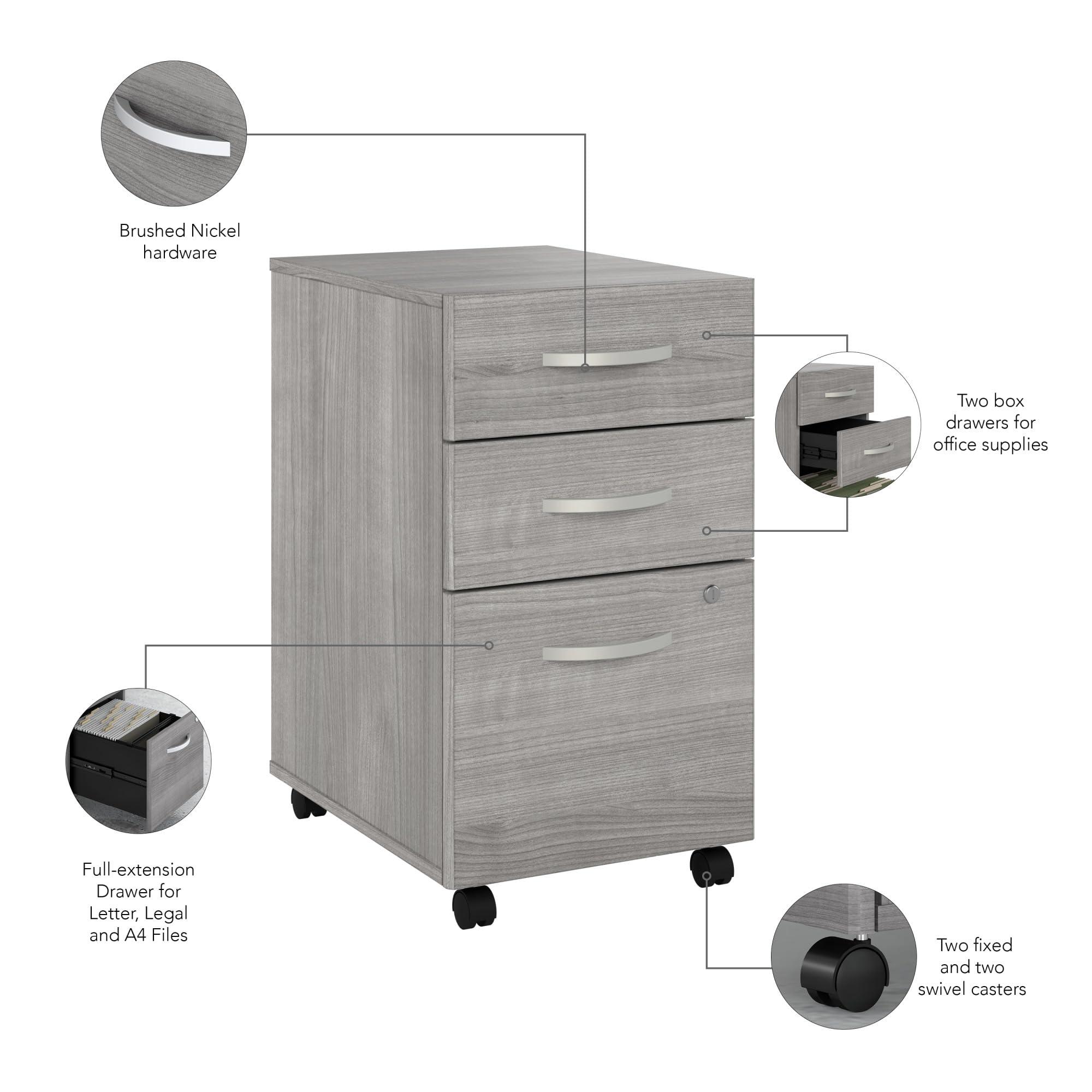 Bush Business Furniture Studio C 3 Drawer Mobile File Cabinet in Platinum Gray - Assembled, Rolling Document Storage for Home or Professional Office - Image 6