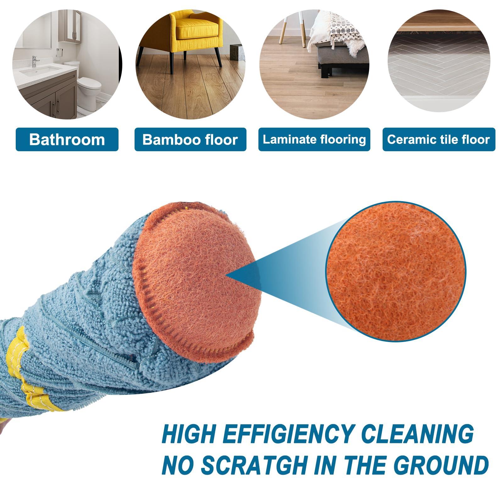KeFanta Self-Wringing Twist Mop, Microfiber Cloth Wet Mops for Floor Cleaning, 57" Long Handle Floor Mop with Top Scouring Pad for Kitchen Hardwood Restaurant Bathroom Garages Warehouses Office - Image 4