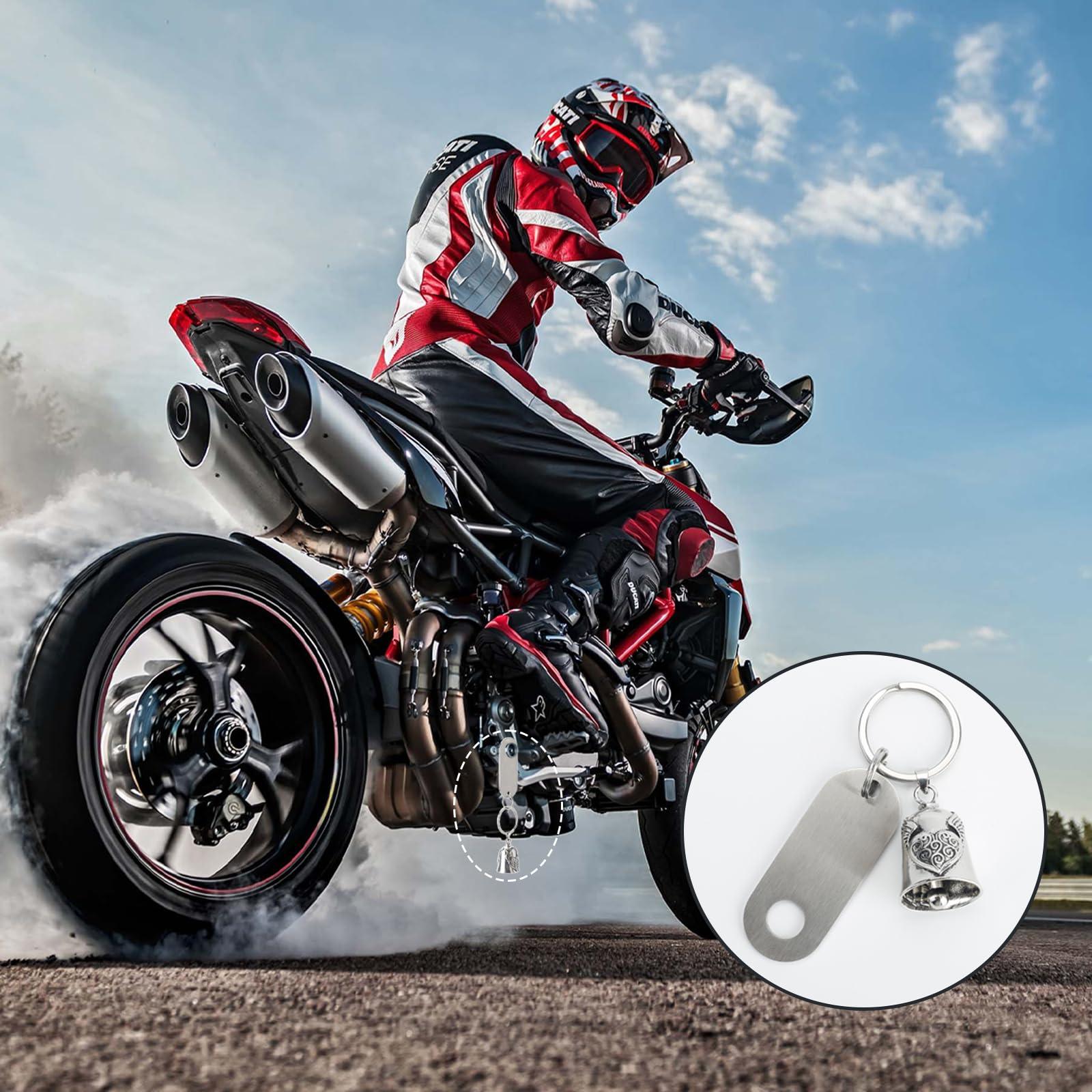 vvag Motorcycle Bell Durable Guardian Angel Bell Hanger Biker Bell with Keychain Ring Motorcycle Accessories for Women - Image 6