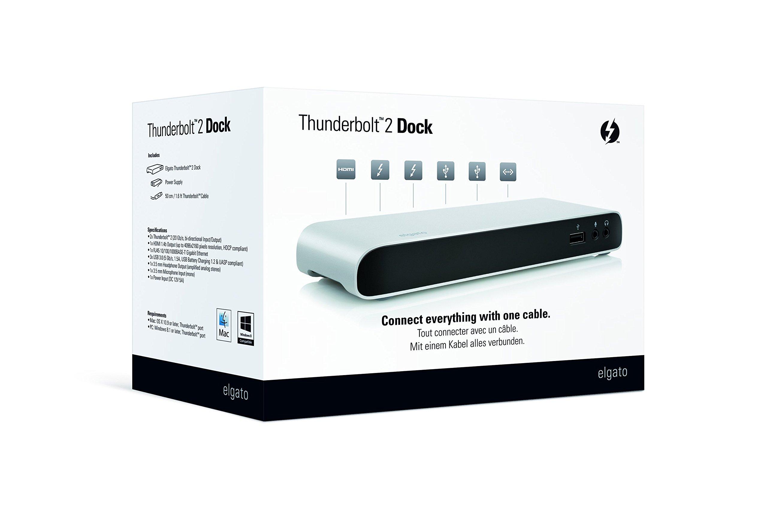 Elgato Thunderbolt 2 Dock - with 50 cm Thunderbolt Cable, 20Gb/s, 4K Support, 2X Thunderbolt 2, 3X USB 3.0, Audio Input and Output, Gigabit Ethernet, Aluminum Chassis - Image 6