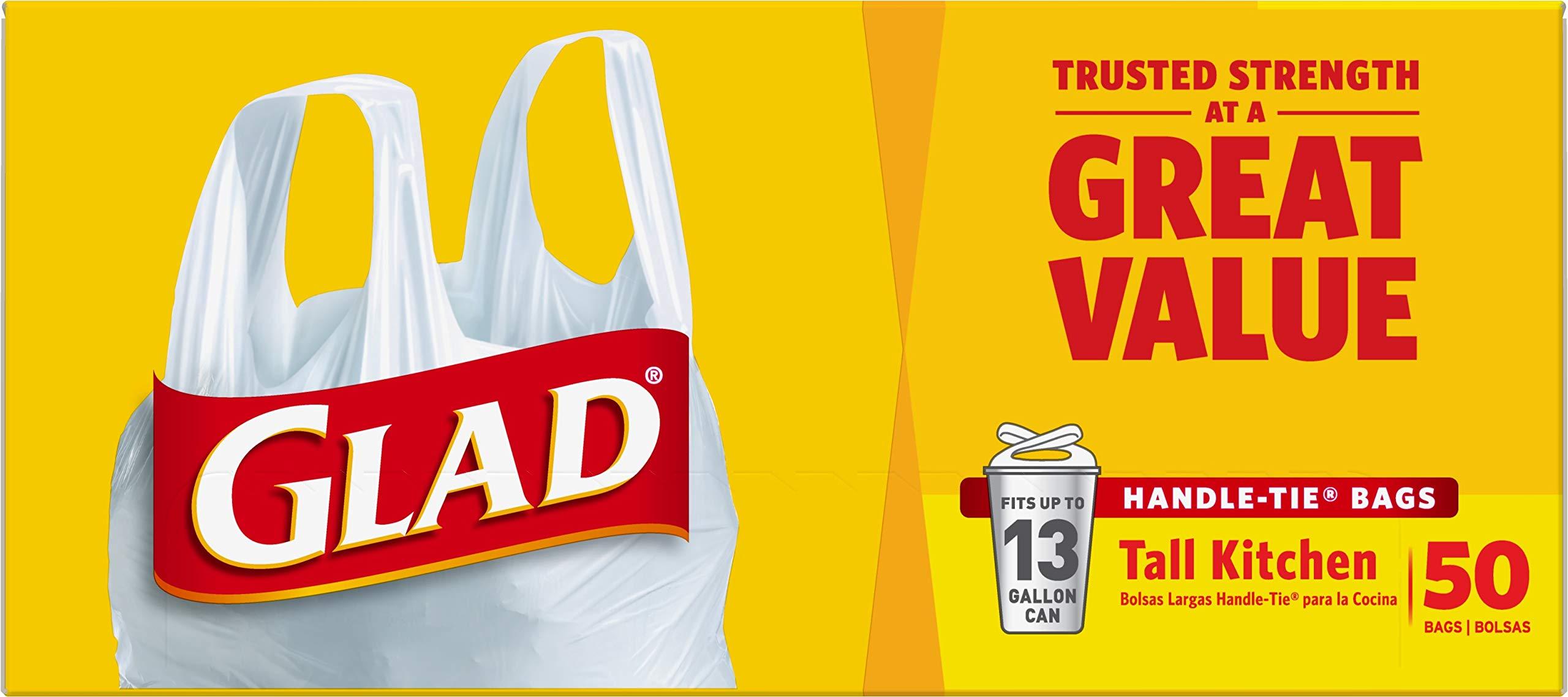 Glad Tall Kitchen Handle-Tie Trash Bags, 13 Gallon White Trash Bag, 50 Ct (Package May Vary) - Image 12
