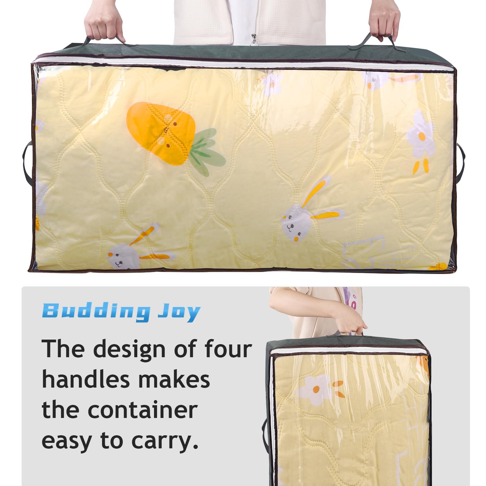 Budding Joy 90L Under Bed Storage Containers, Closet Organizers and Storage Bins, Foldable Underbed Storage Bags for Blanket, Clothing, Comforter, Sweaters, Pillows, Linen Sheets, Wrapping Paper, Grey - Image 7