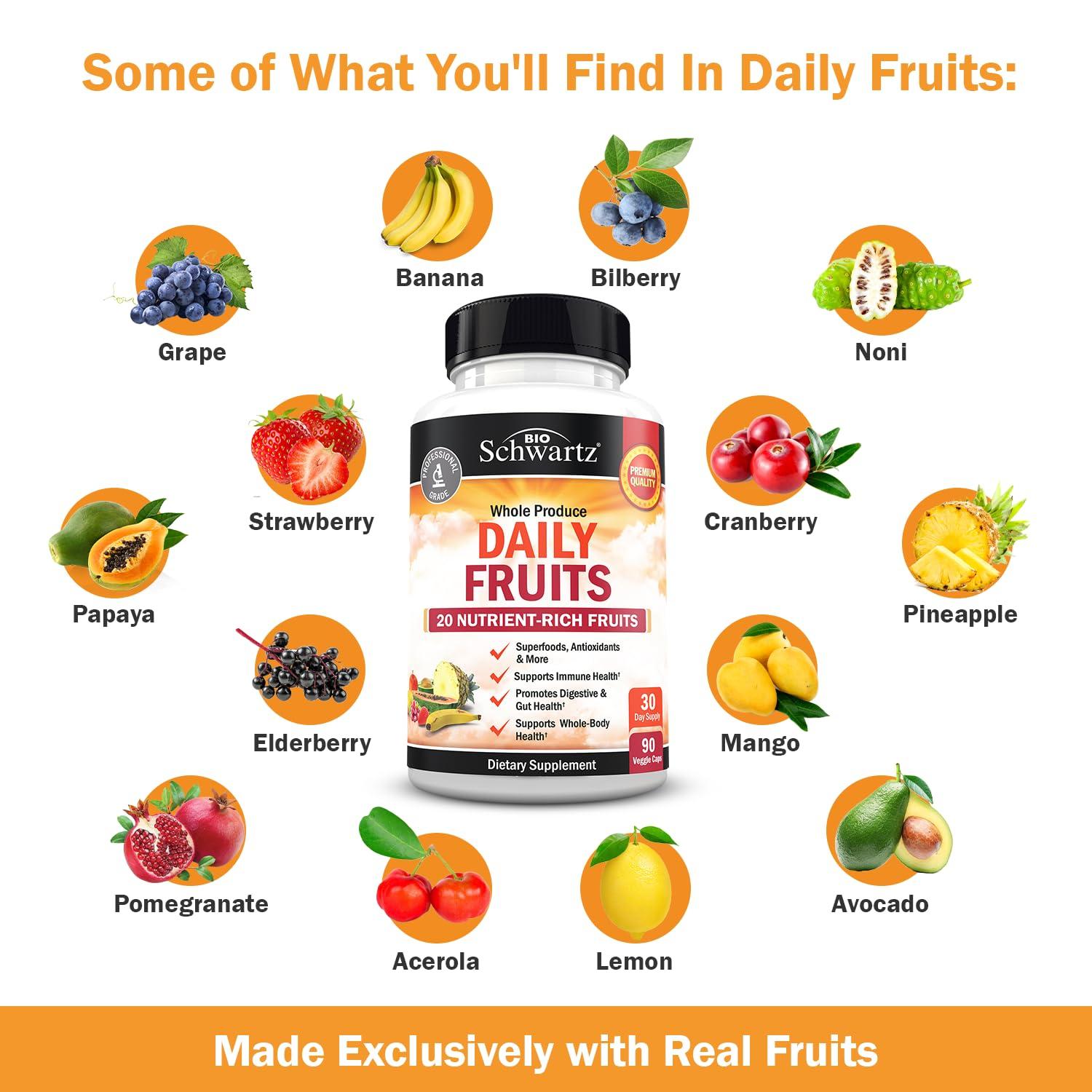 Daily Fruits and Vegetables Supplement for Adults - Super Fruits and Veggies Capsules for Enhanced Energy Gut Health Immune Support & Overall Wellness with 47 Whole Food Fruits and Veggies - 1 Month - Image 3