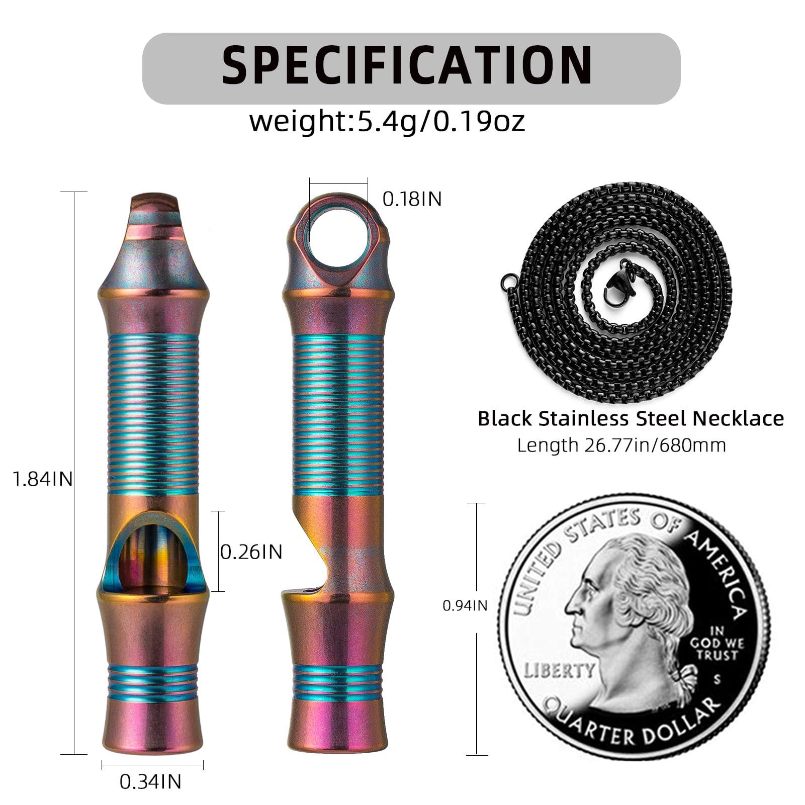 TISUR Titanium Emergency Whistle,EDC Safety Whistles Necklace Loud up to 120db,Survival Whistles for Survival,Hiking,Camping,Pets Training - Image 2