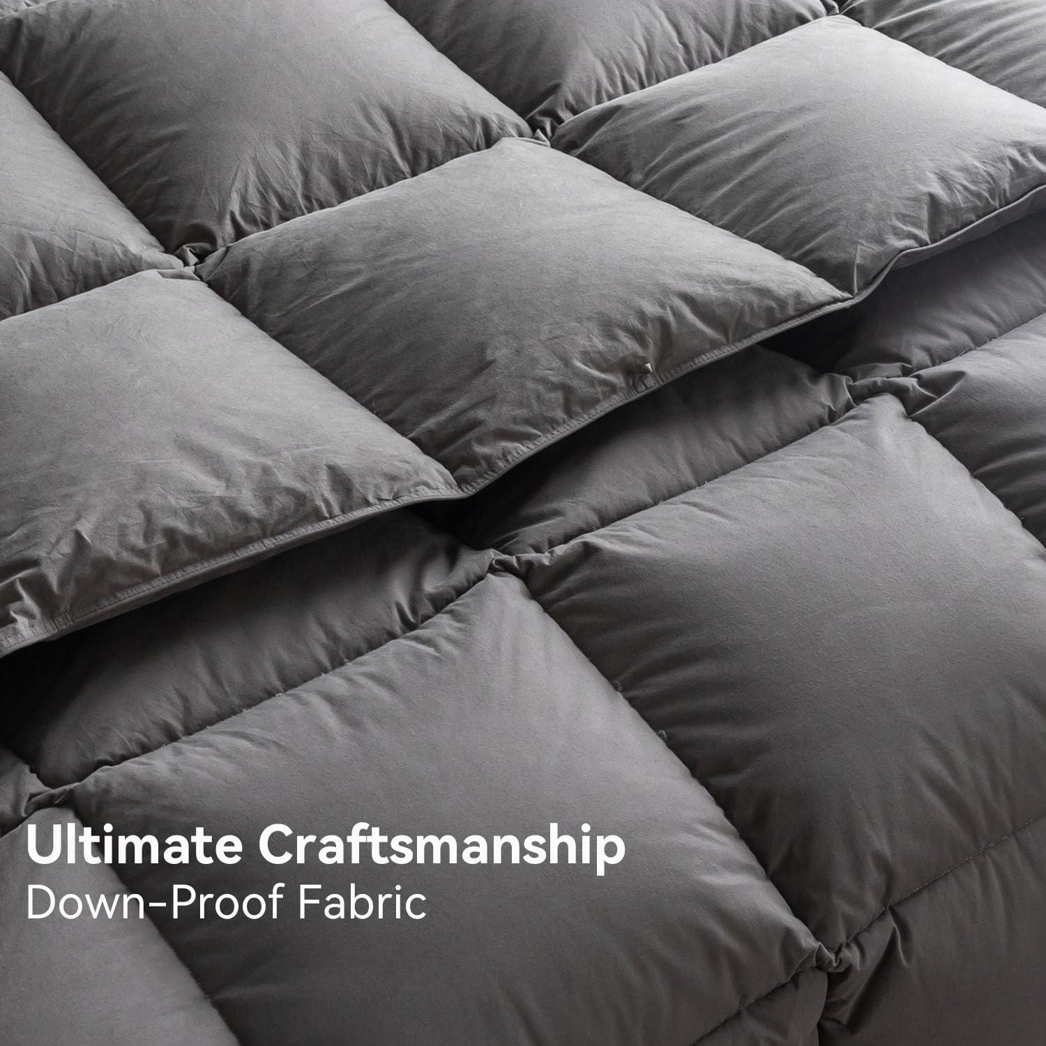 WENERSI Feather Down Comforter Full/Queen Size,Hotel Style Bedding Comforter,750+ Fill Power,1200TC,100% Organic Cotton Fabric,All Season Grey Duvet Insert with 8 Corner Tabs - Image 9